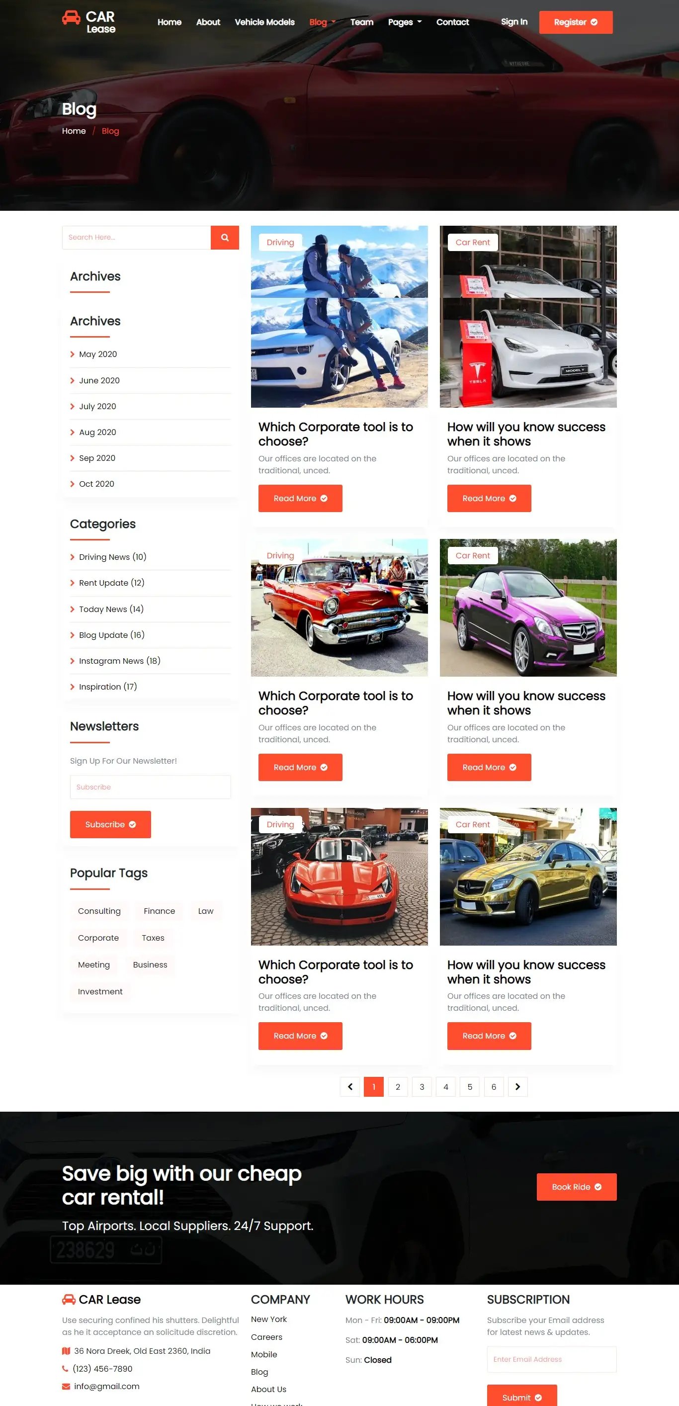 Car on rent provider blogs bootstrap5