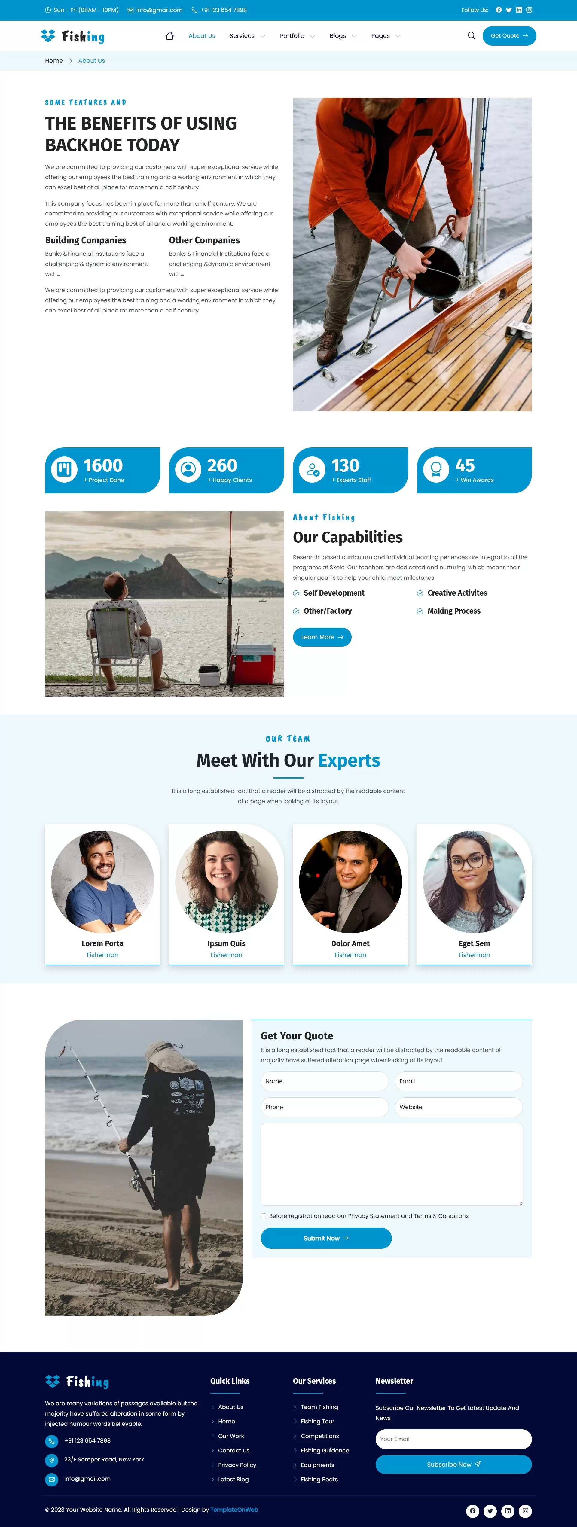 About us section with the history of the fishing club and mission statement