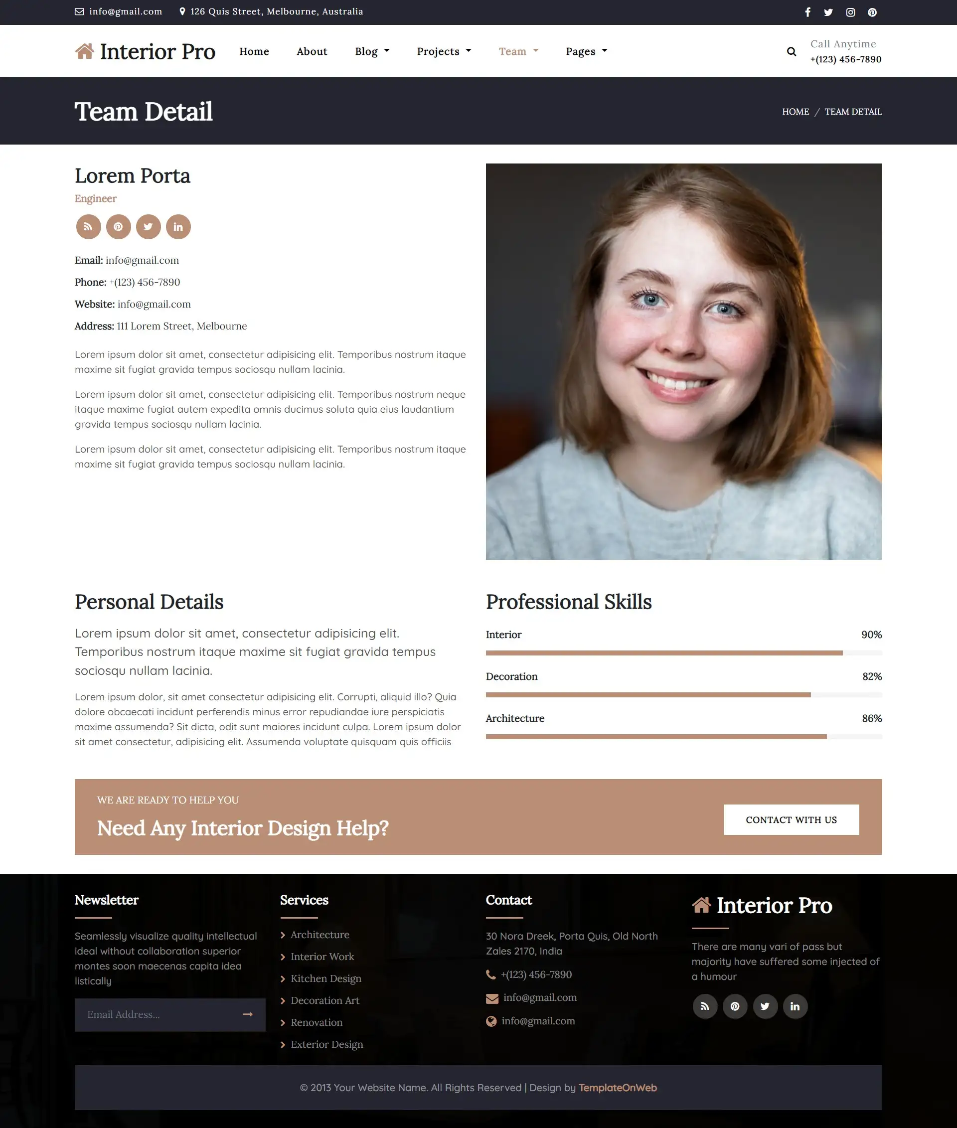 Interior designers profile details html