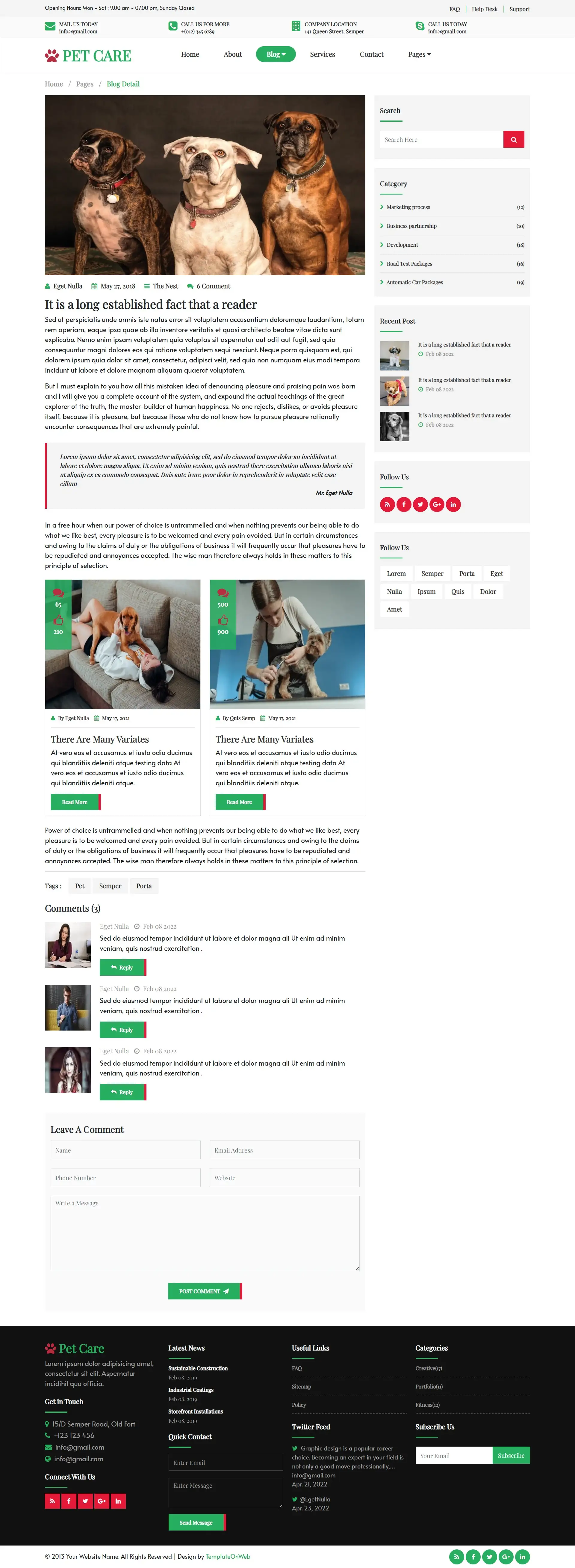 Pet care tips details page responsive design