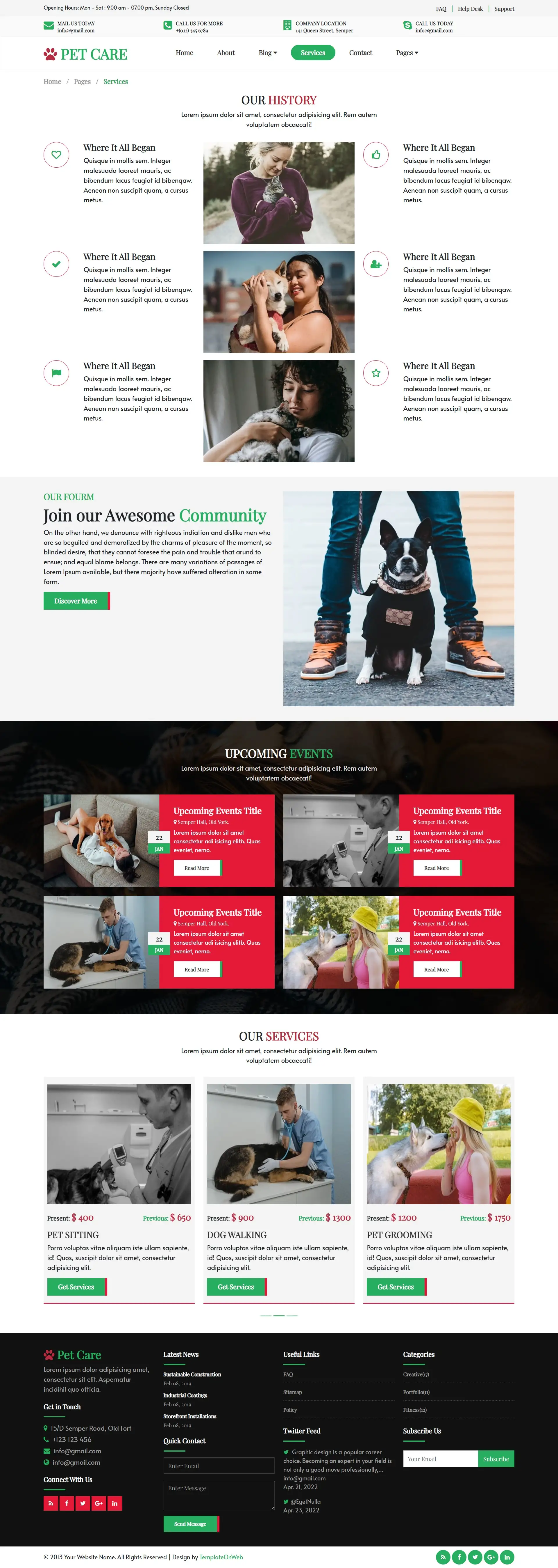 Pets grooming services page html