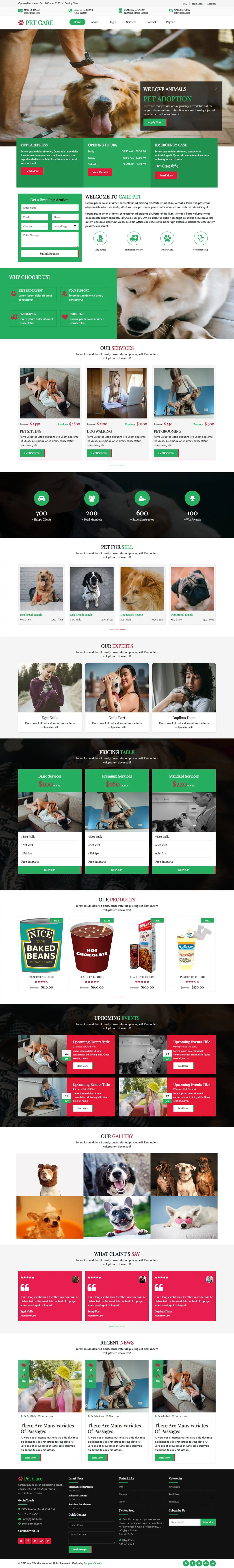 Pets website template free download
