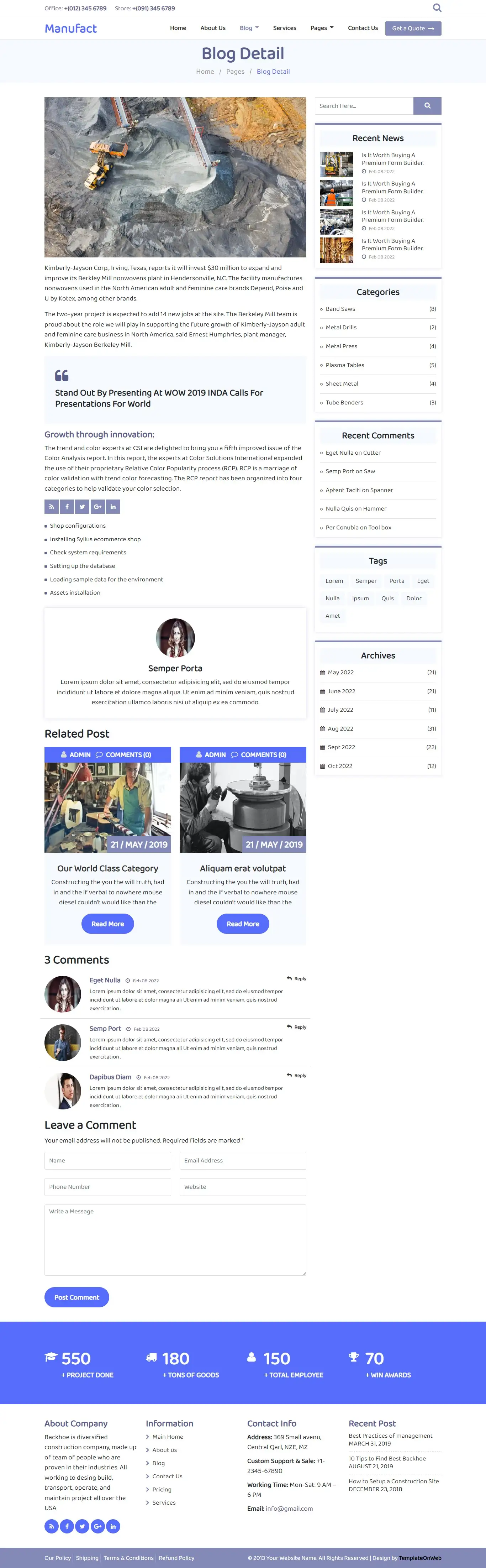 Manufacturer blog detail page html