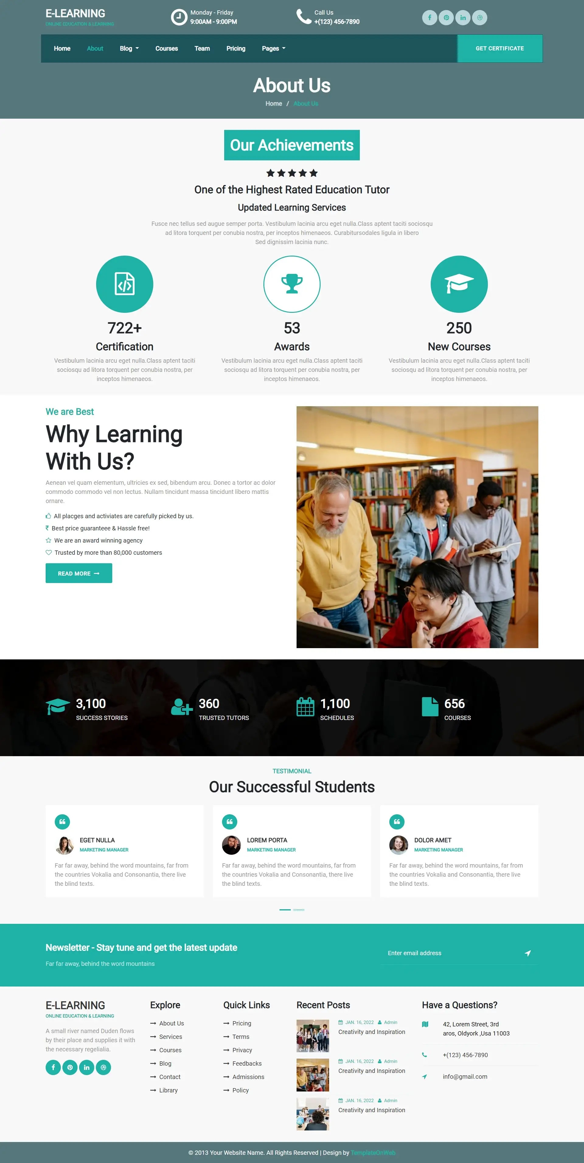 About elearning company html template