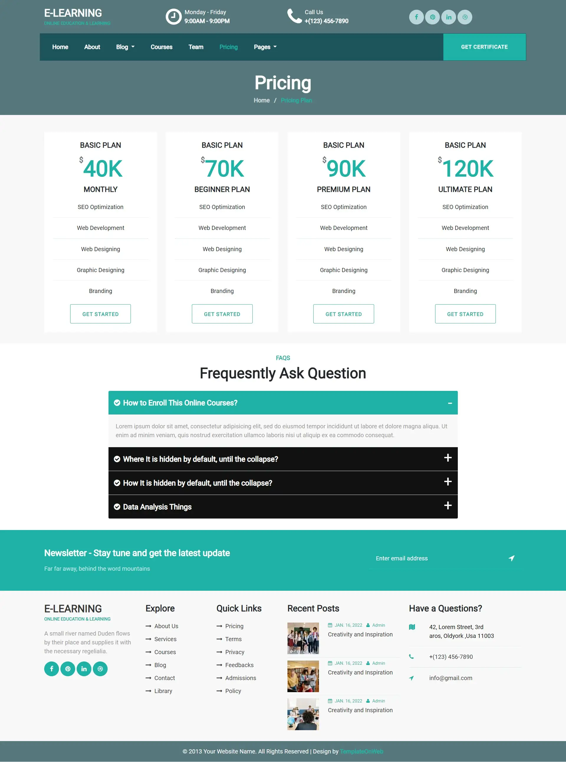 E-learning material pricing