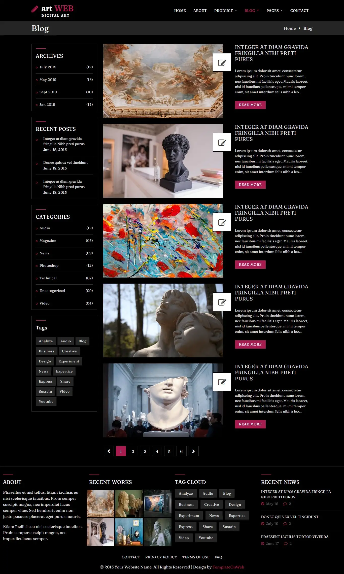 Art blogs listing responsive html