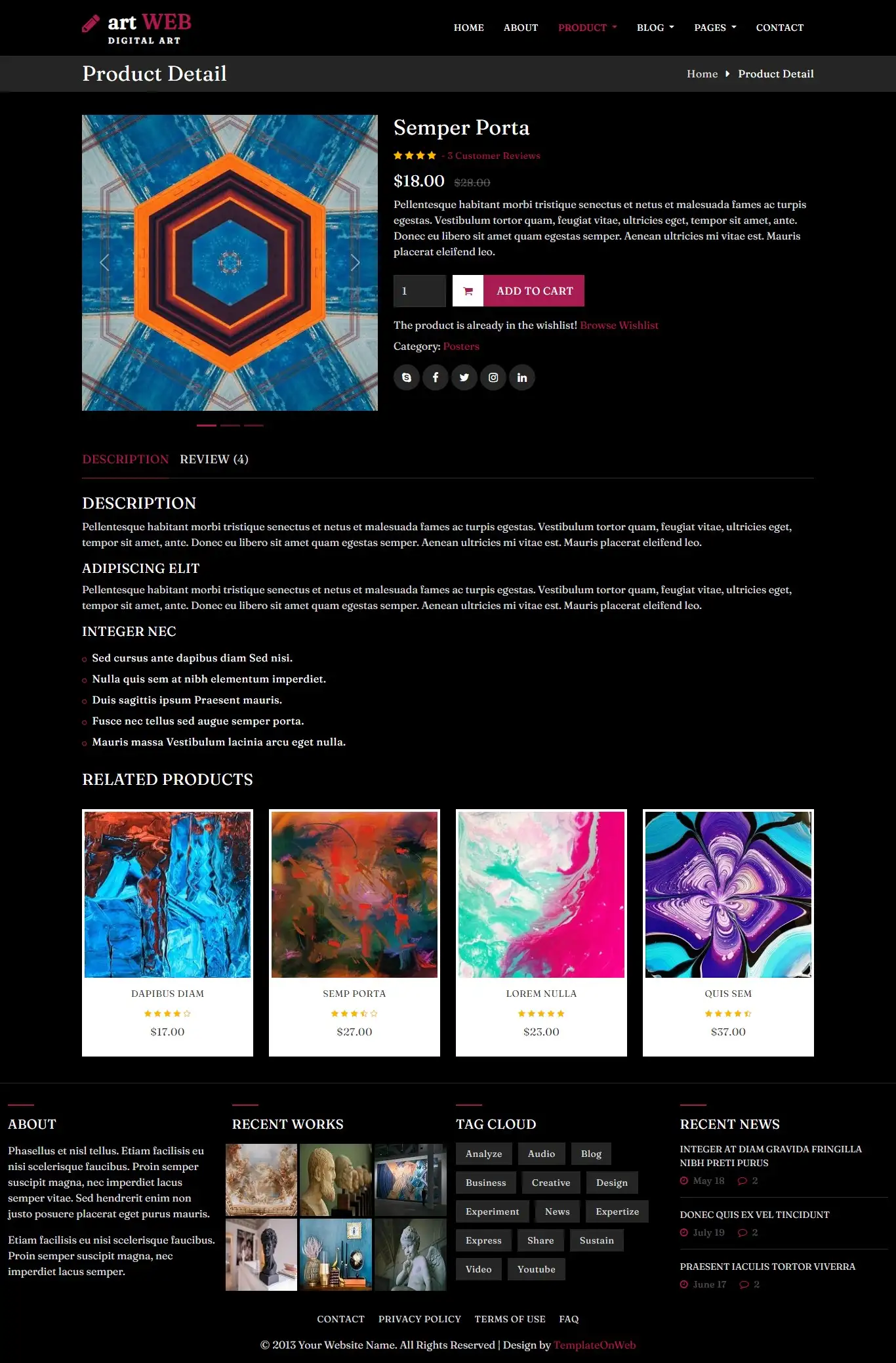 Painting selling web page bootstrap5