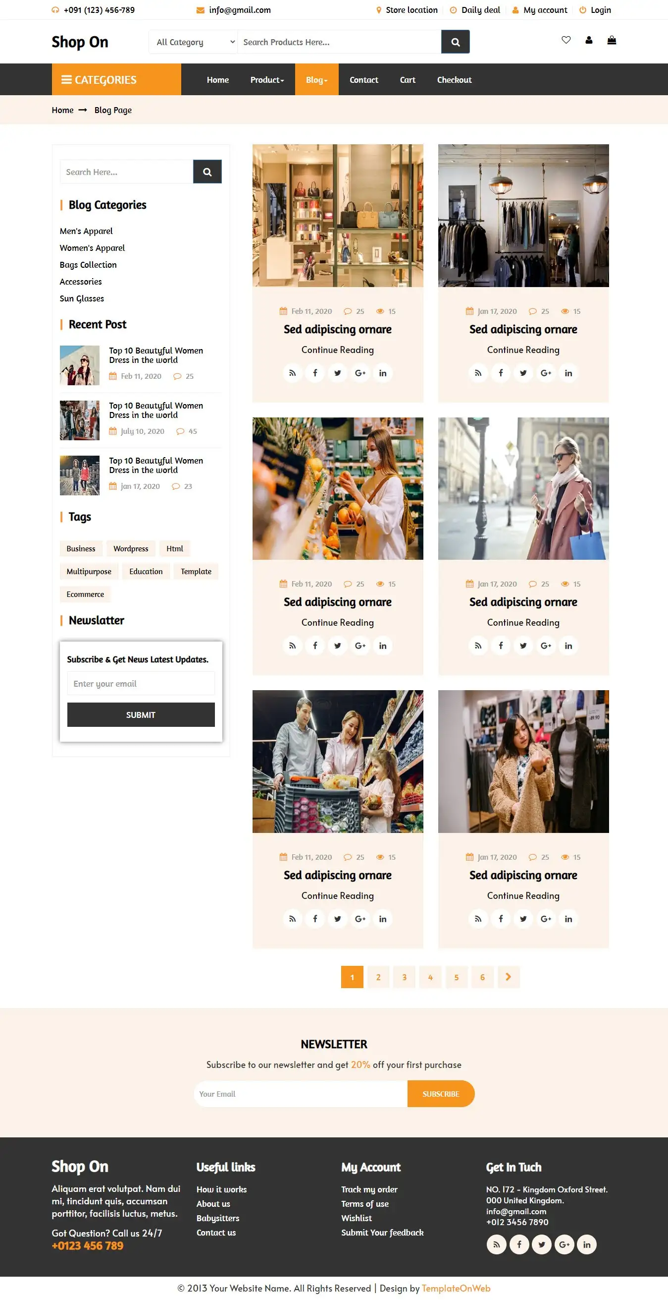 Ecommerce HTML blog bootstrap