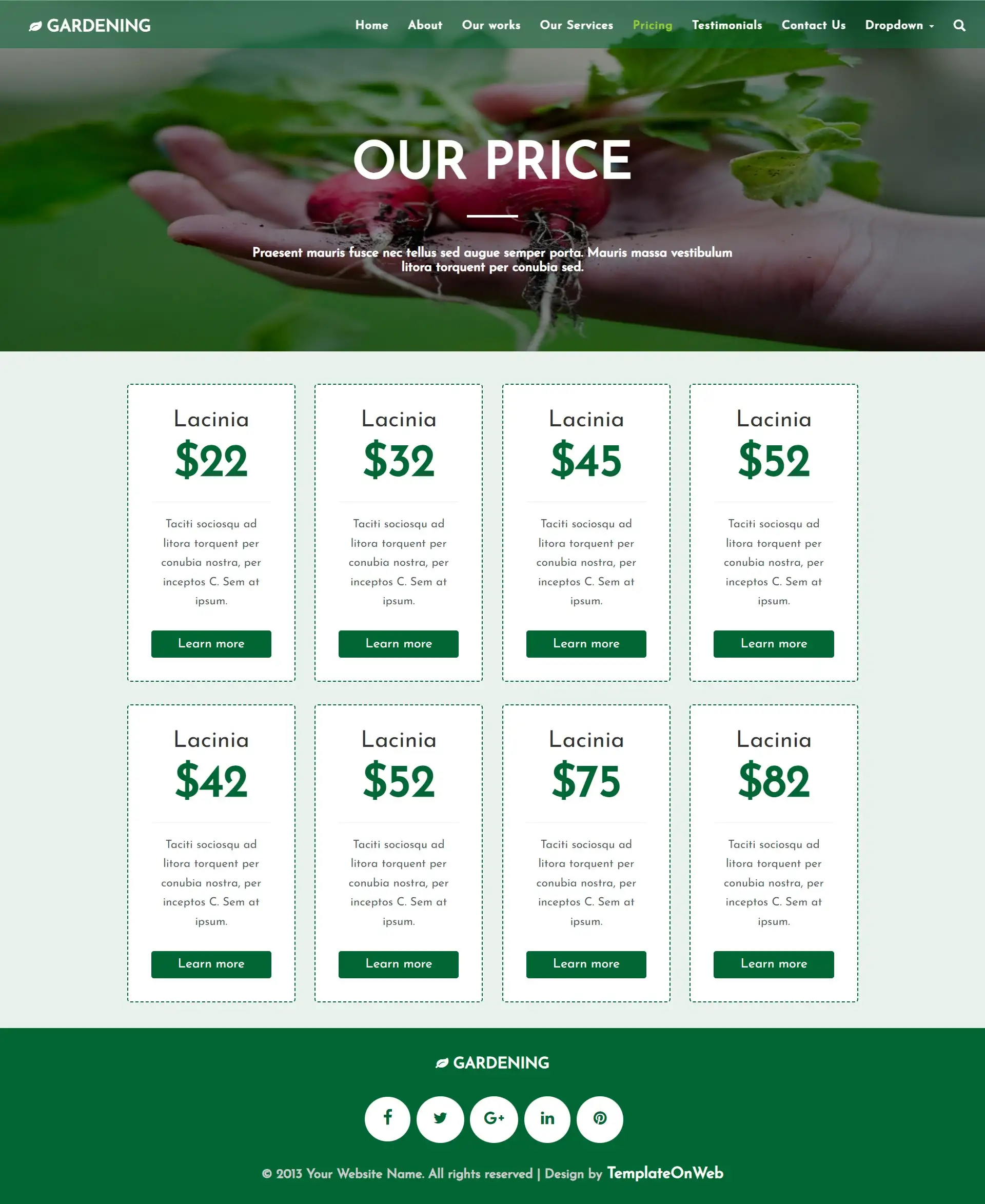 Garden plants pricing page