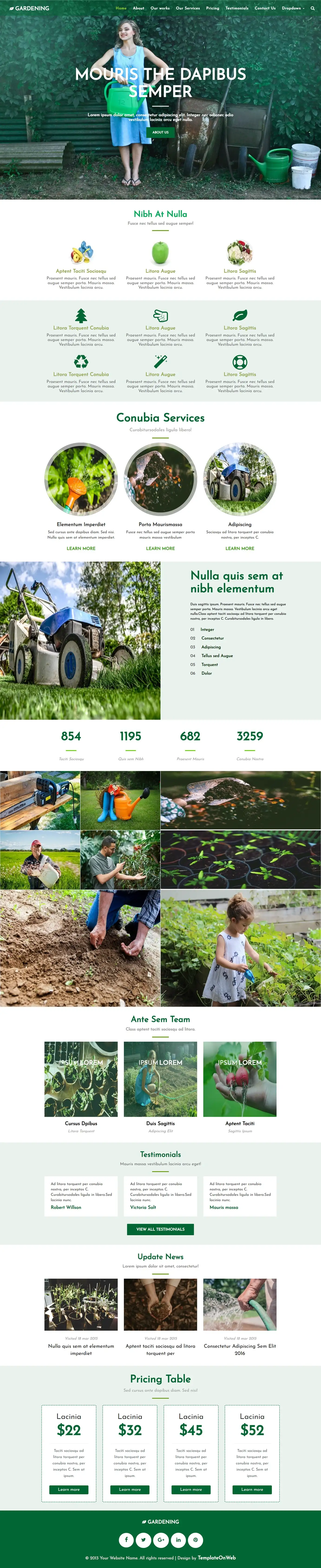 Outdoor garden website template home page