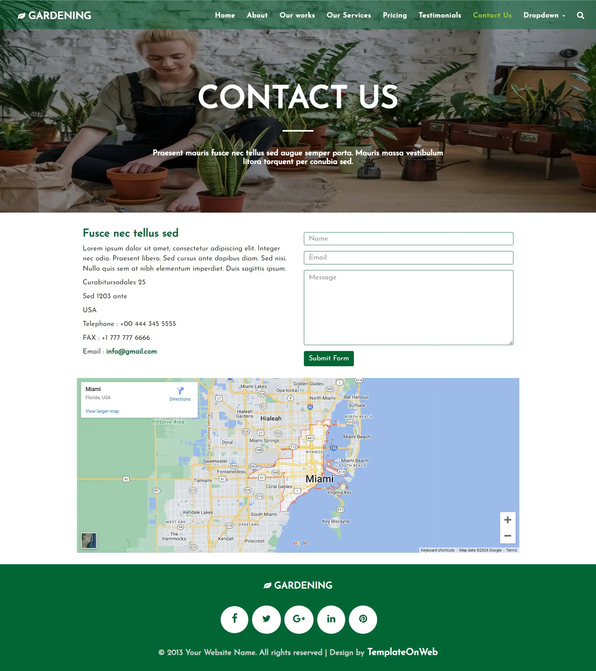 Gardener contactus page