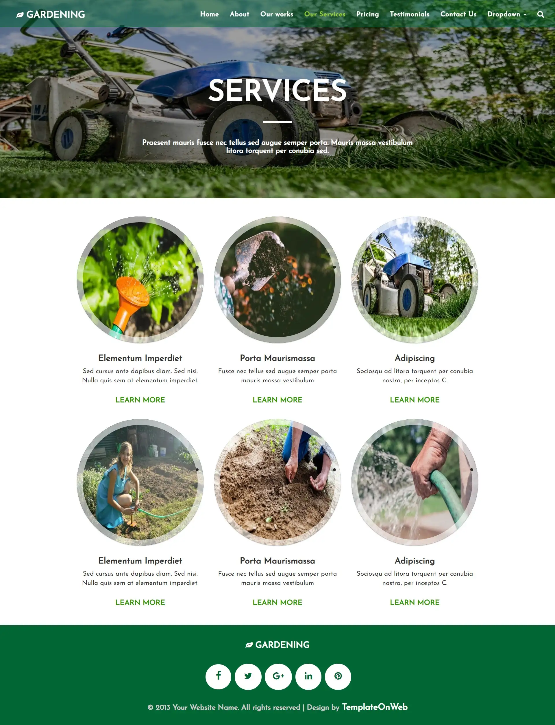 Gardener services page bootstrap