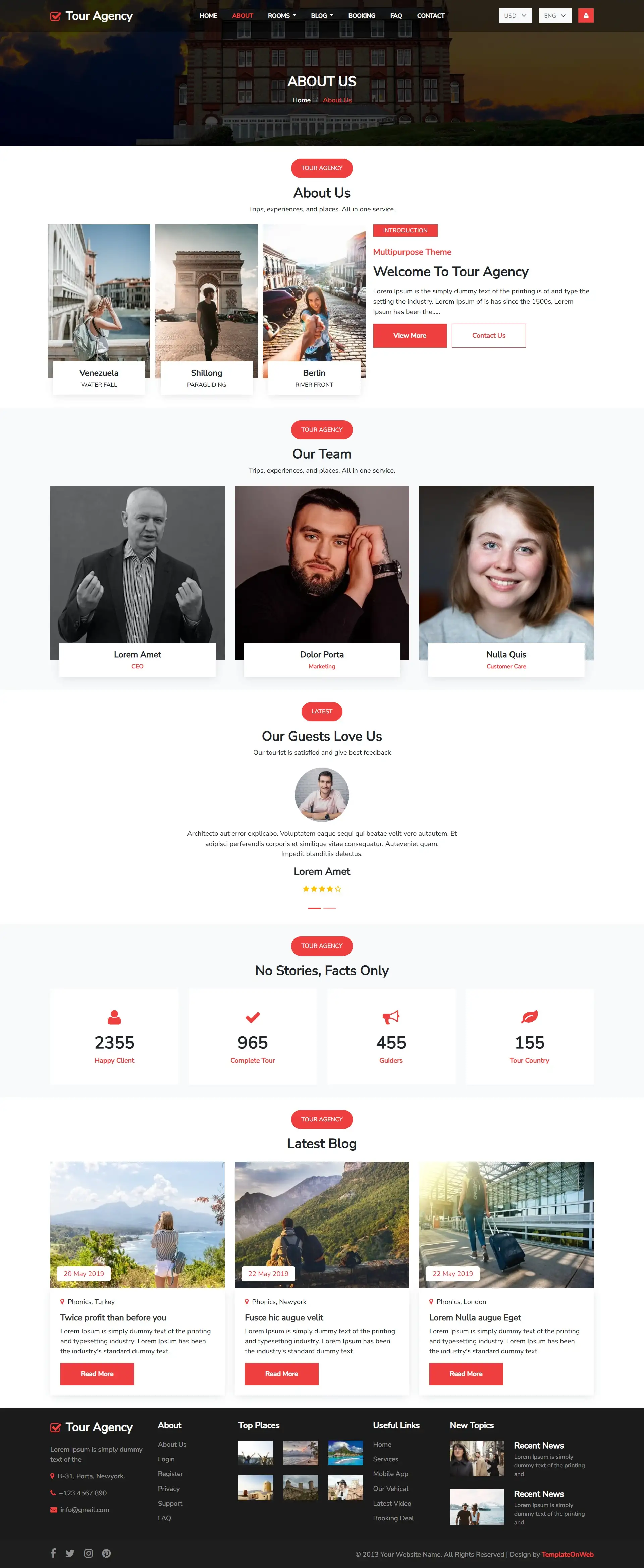 Travel agency theme about us page