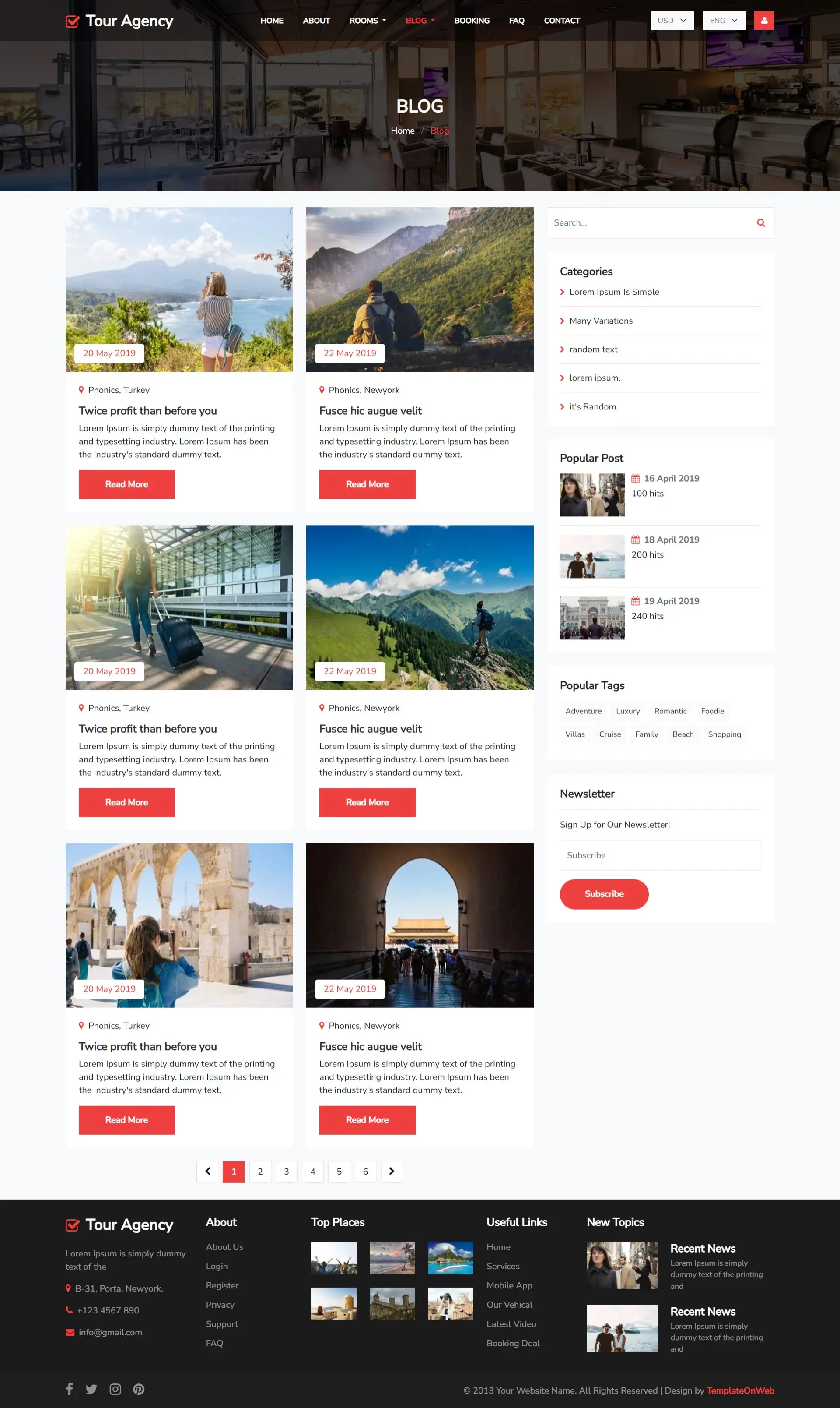 Travelers travel experiences blog page