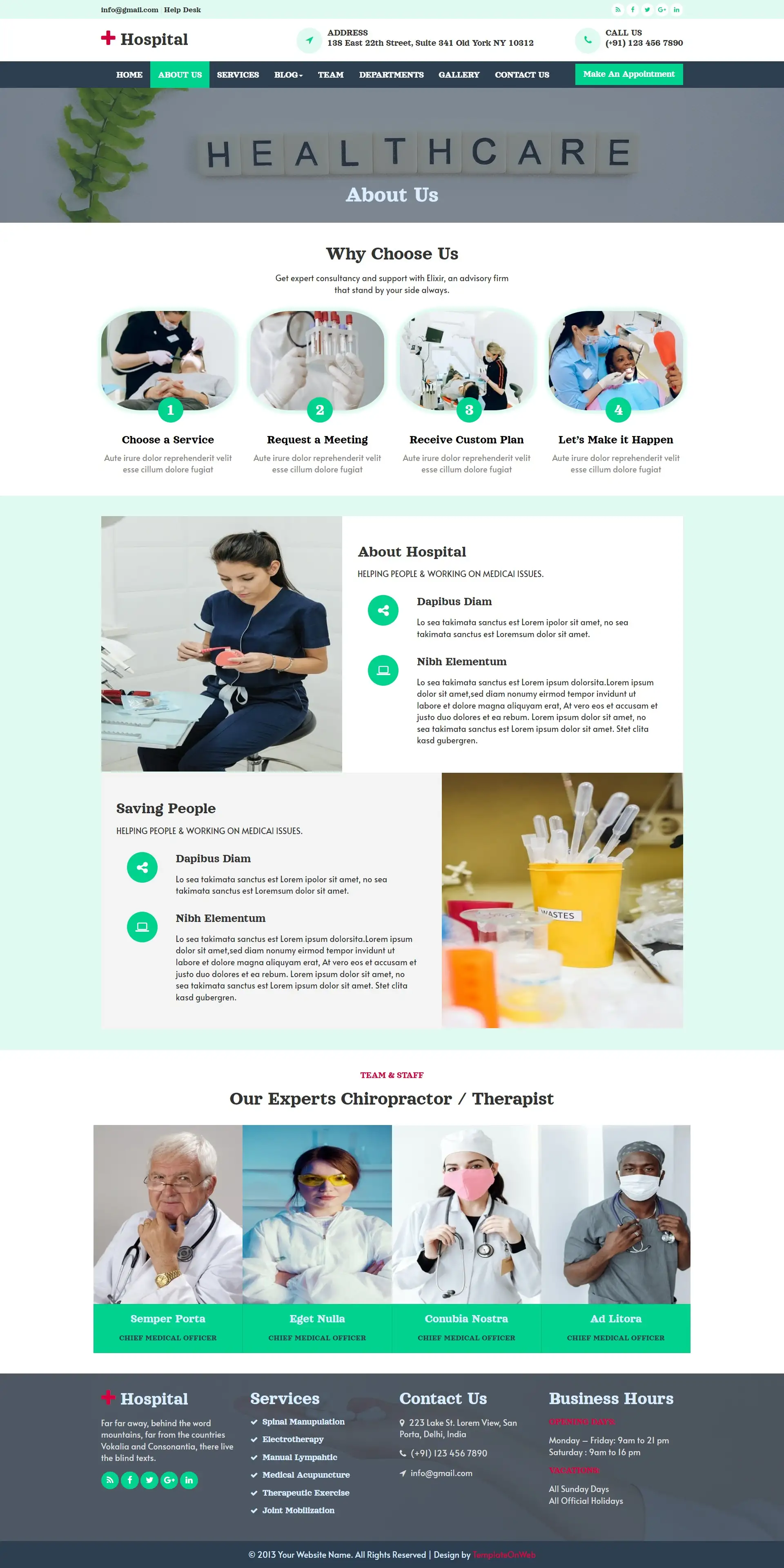 Healthcare institution about us web page