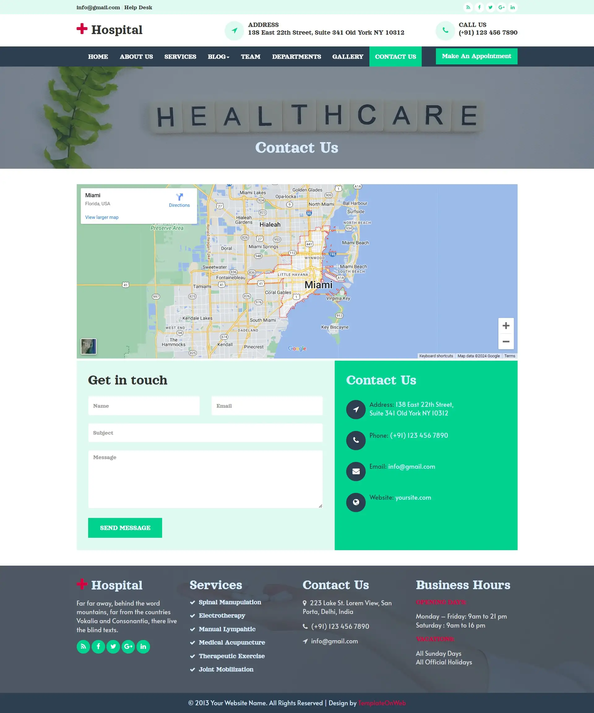 Hospital emergency contactus form