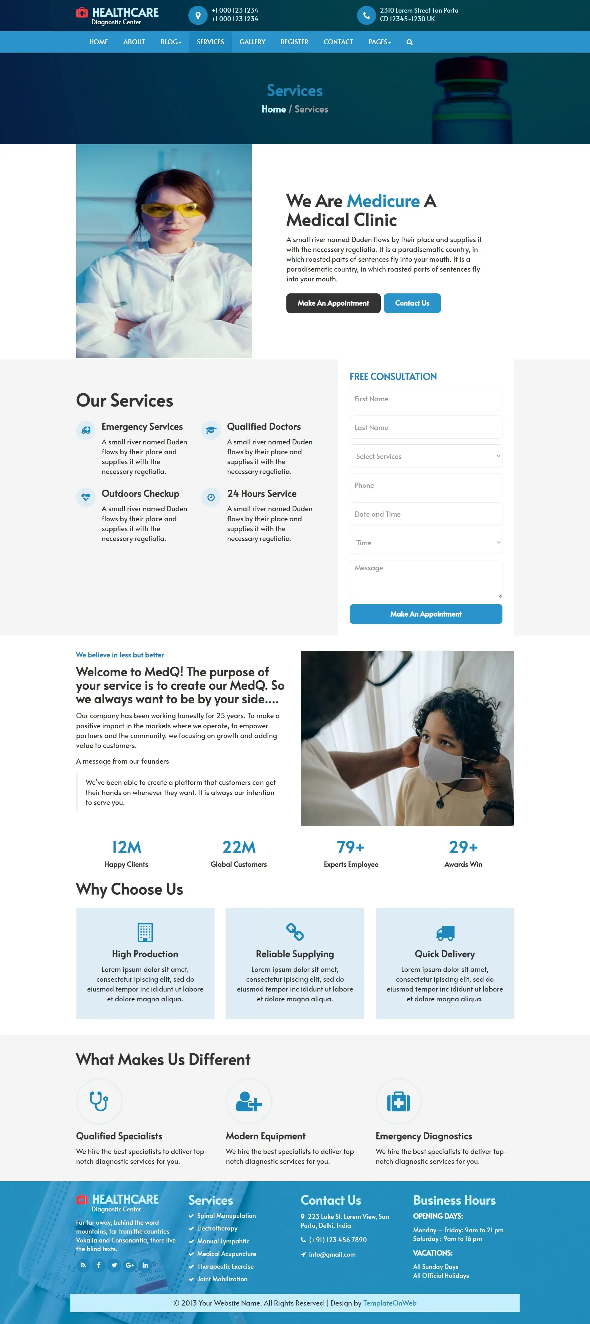 Healthcare facilities and services html bootstrap