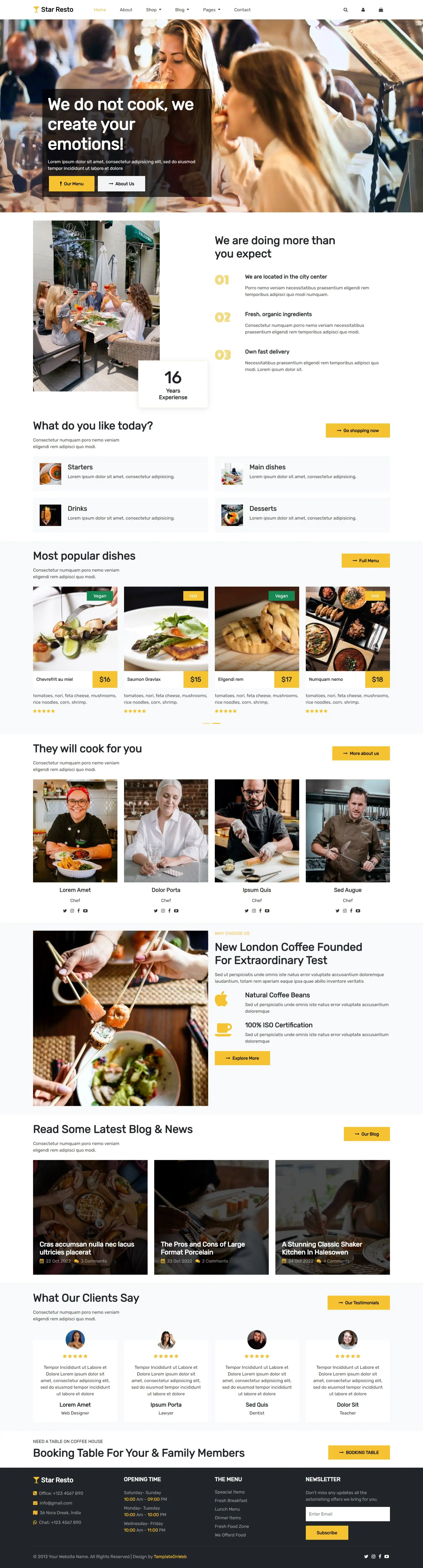 Restaurant web template home page html