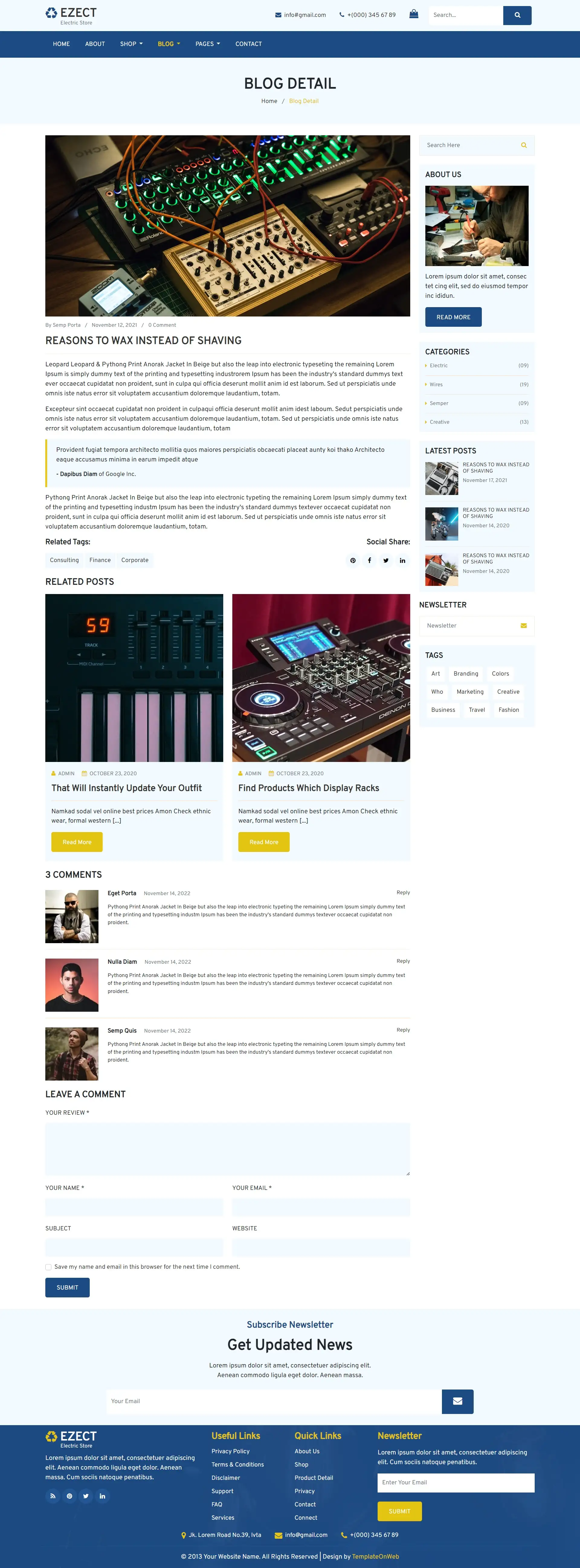 Electronic items repair blog details web template