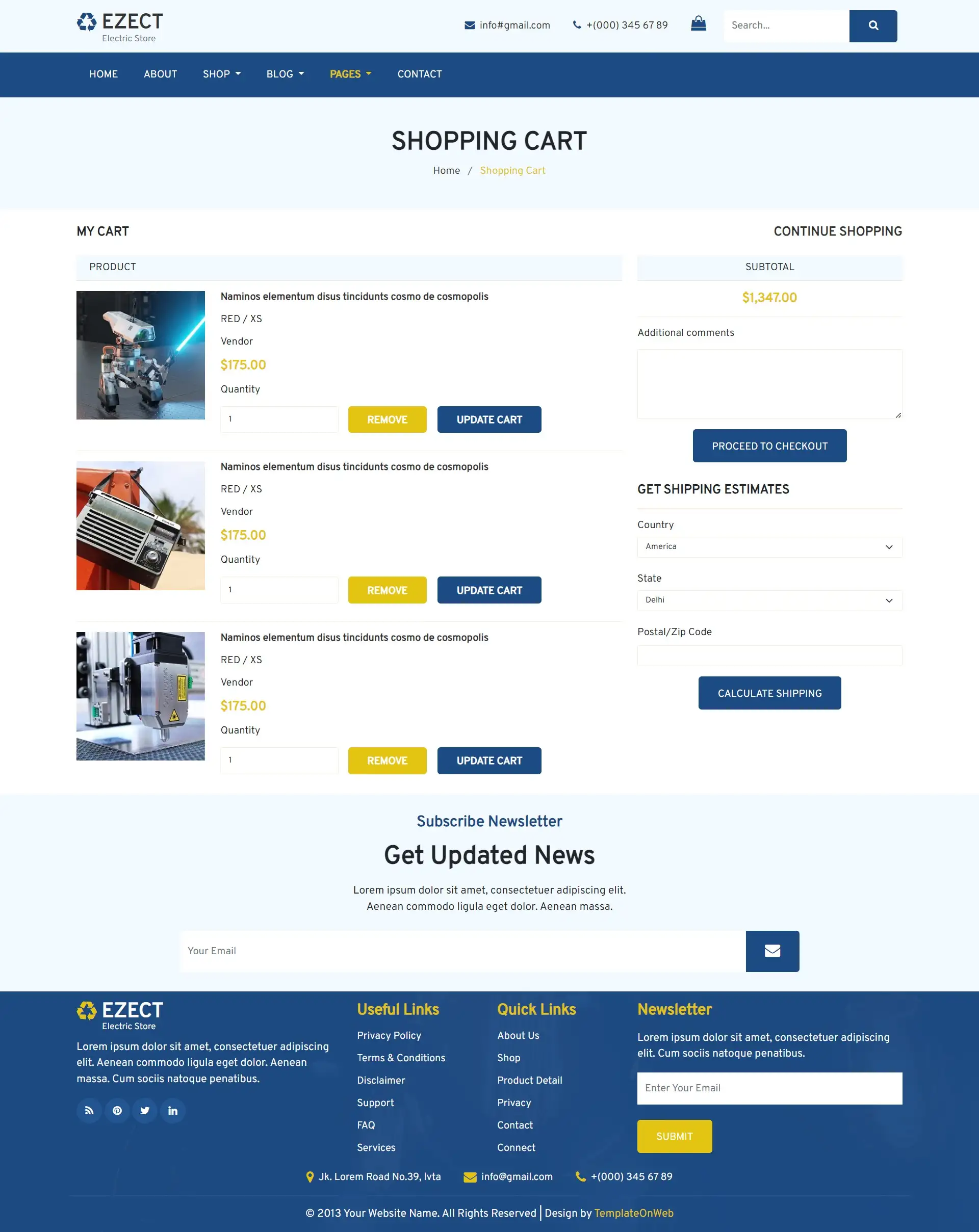 Responsive electronic items shopping cart html