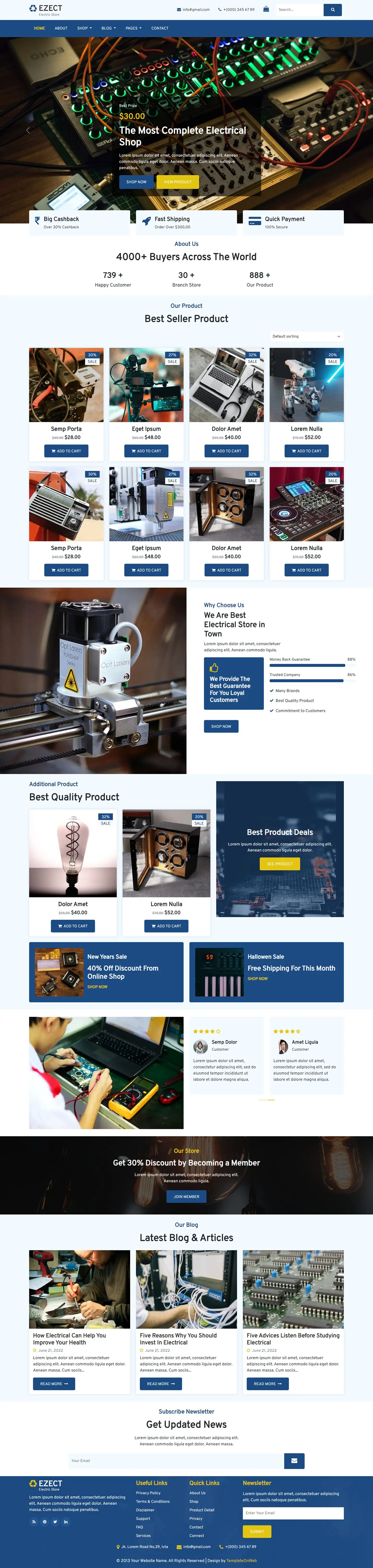 Electronic shop template html