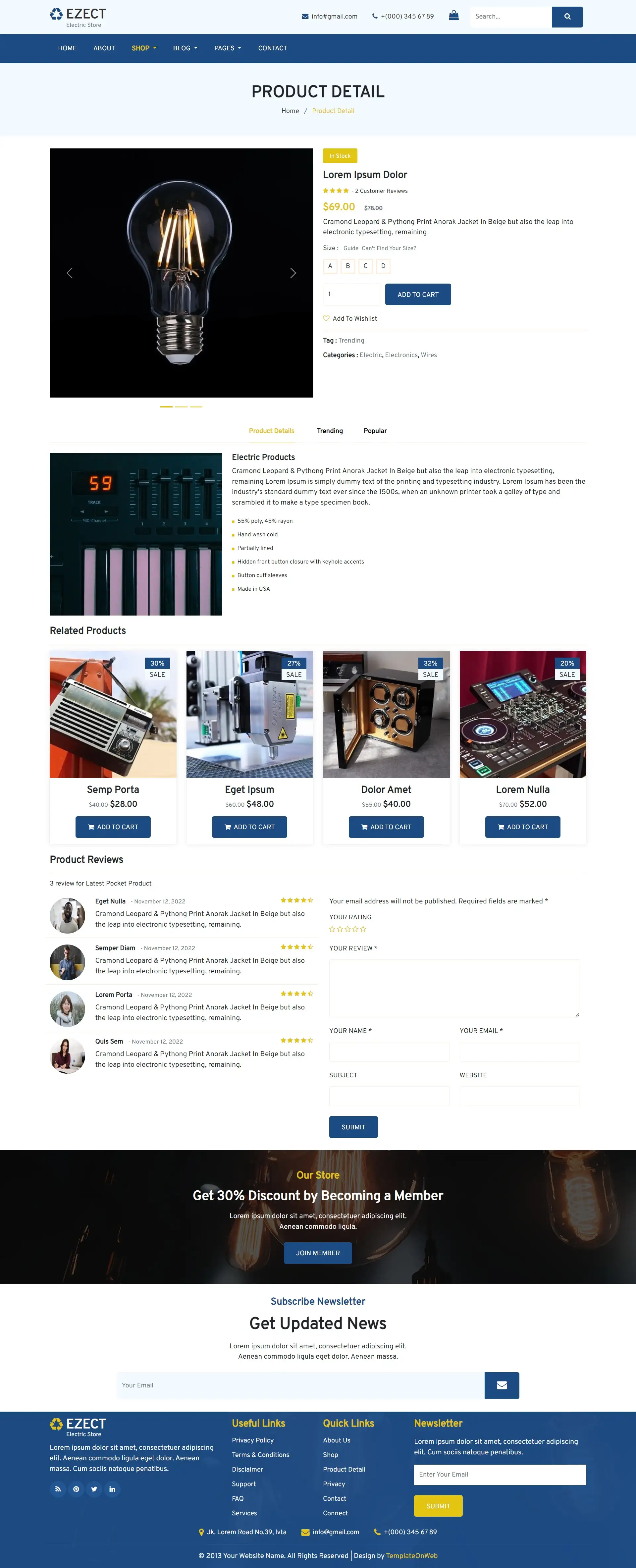 Online shopping electrical product bootstrap5