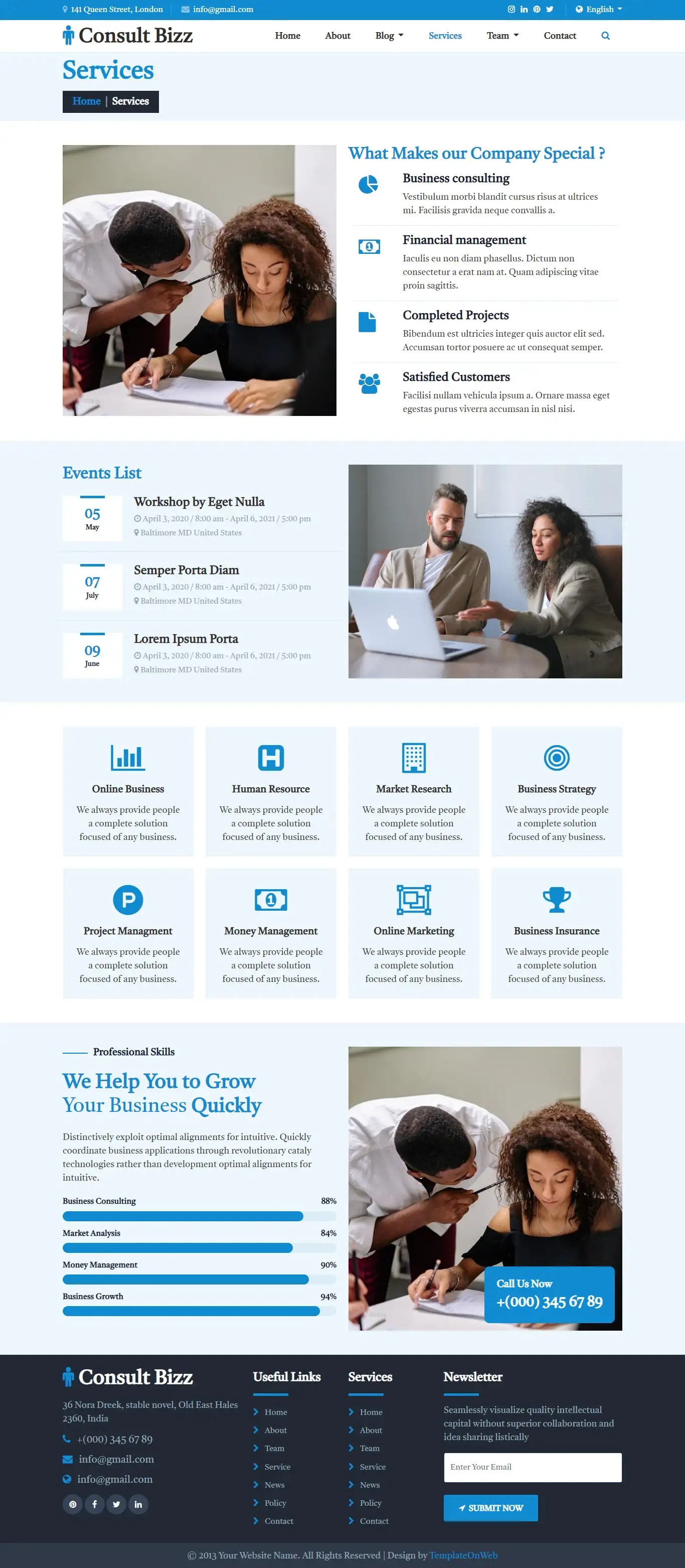 Business consulting services page responsive html