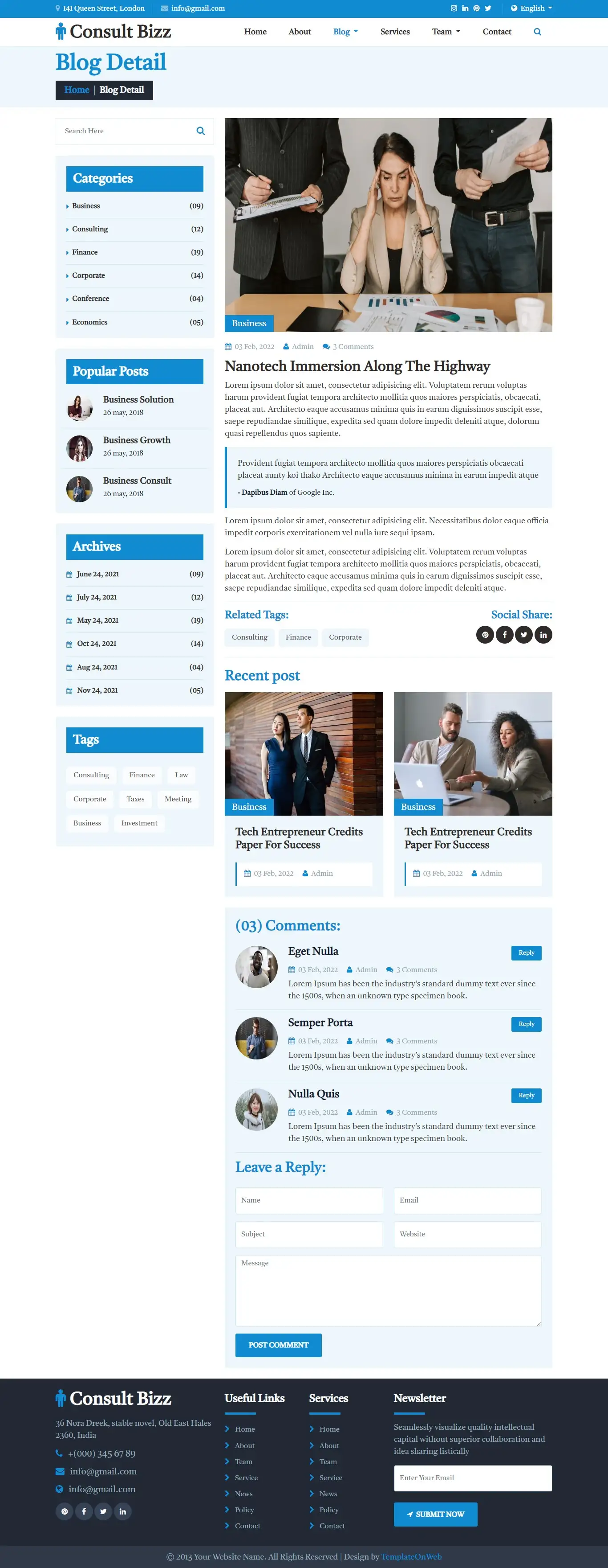 Consultant blog details web design bootstrap 5