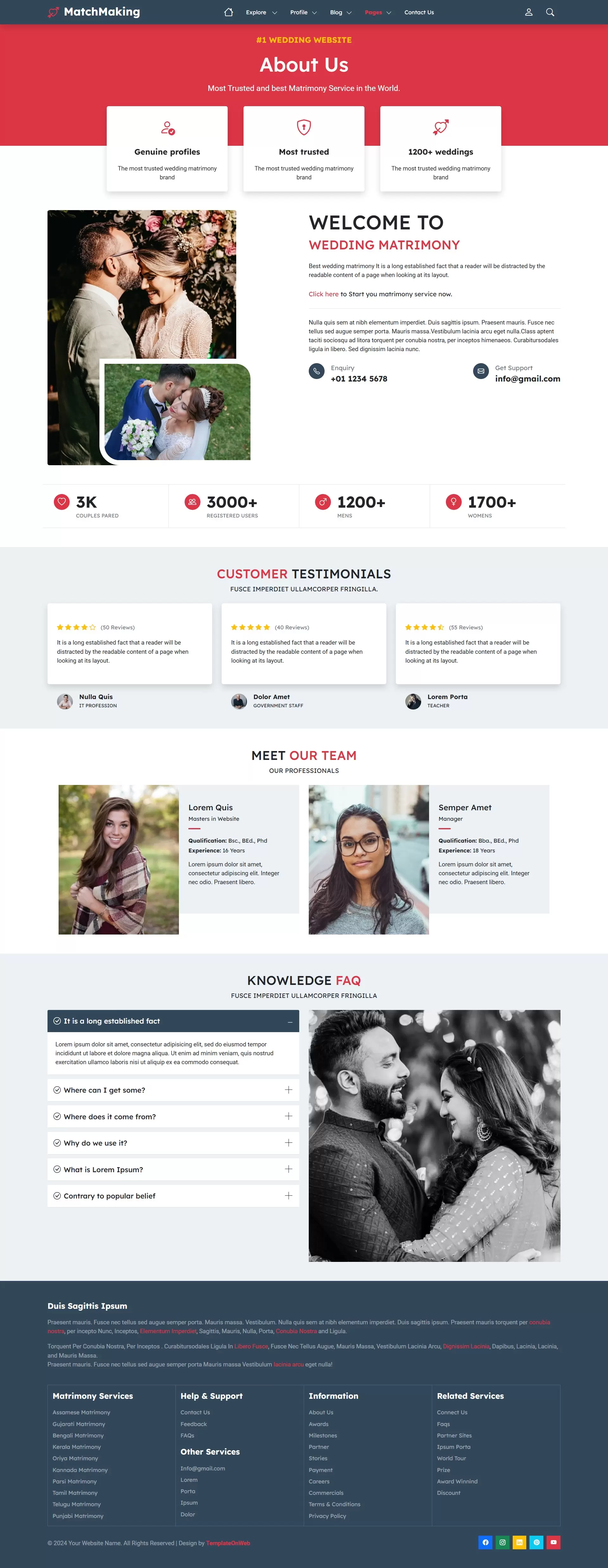 Matchmaking agency details with mission and history