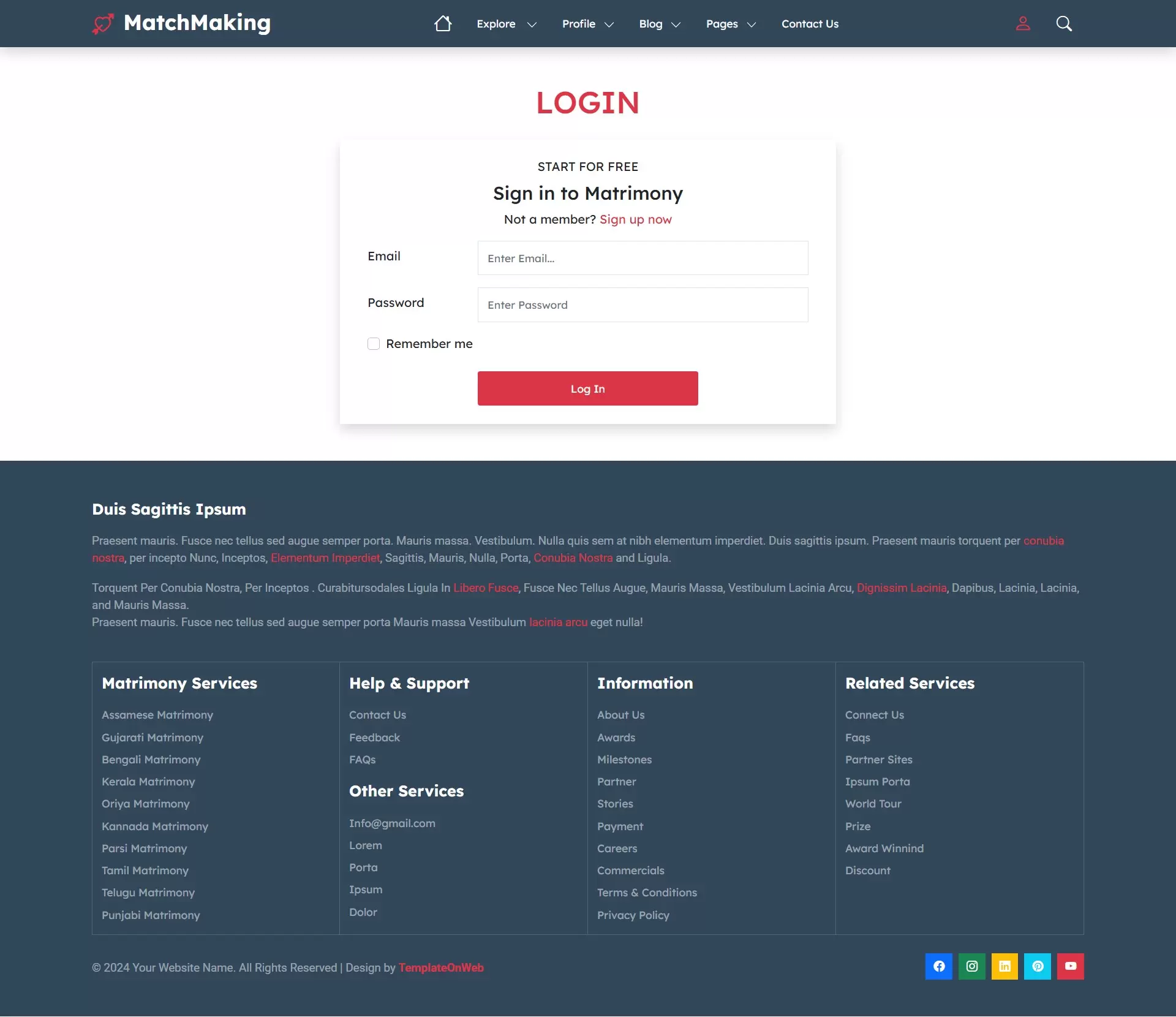Members login page design
