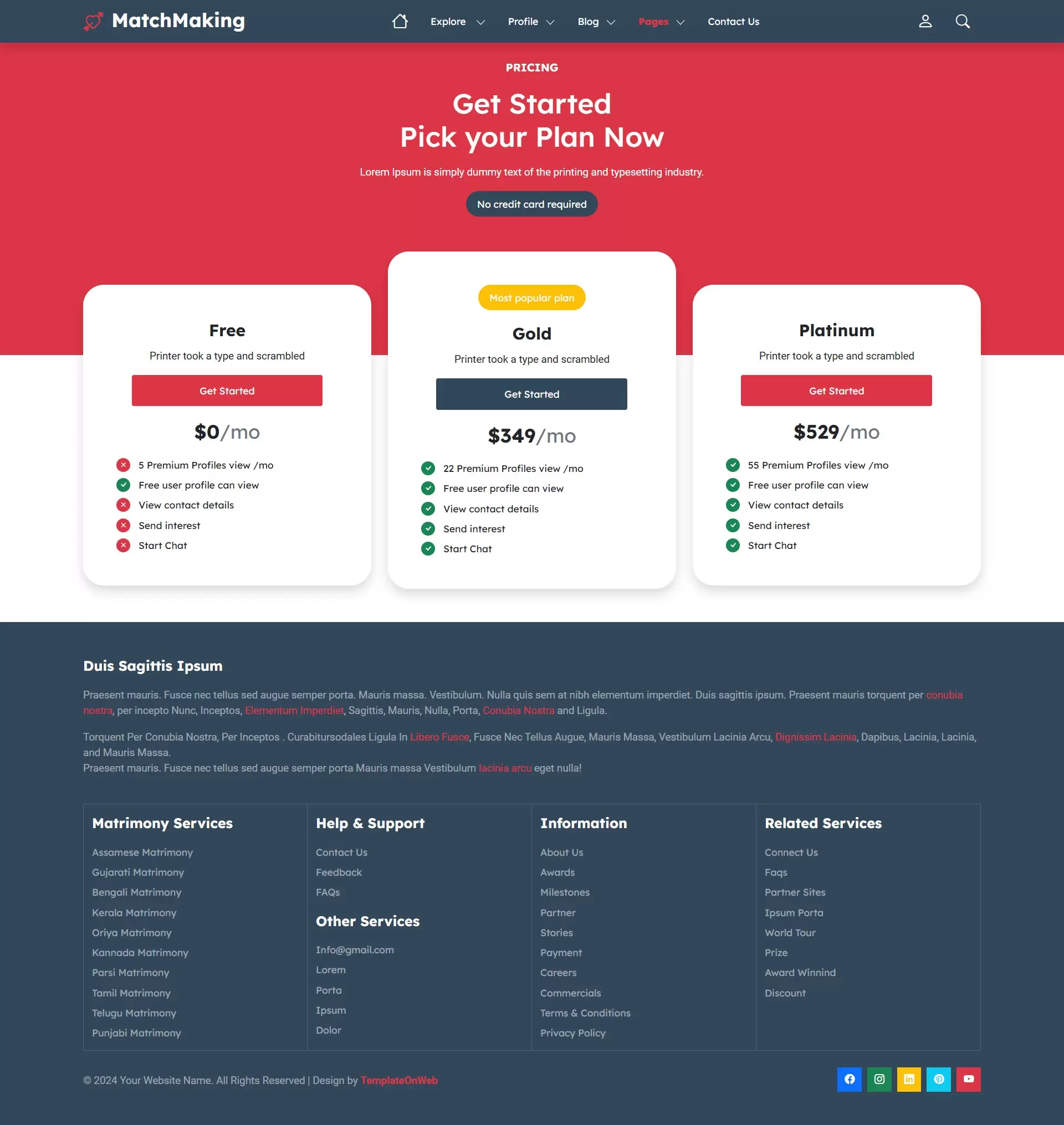 Membership plans and pricing page