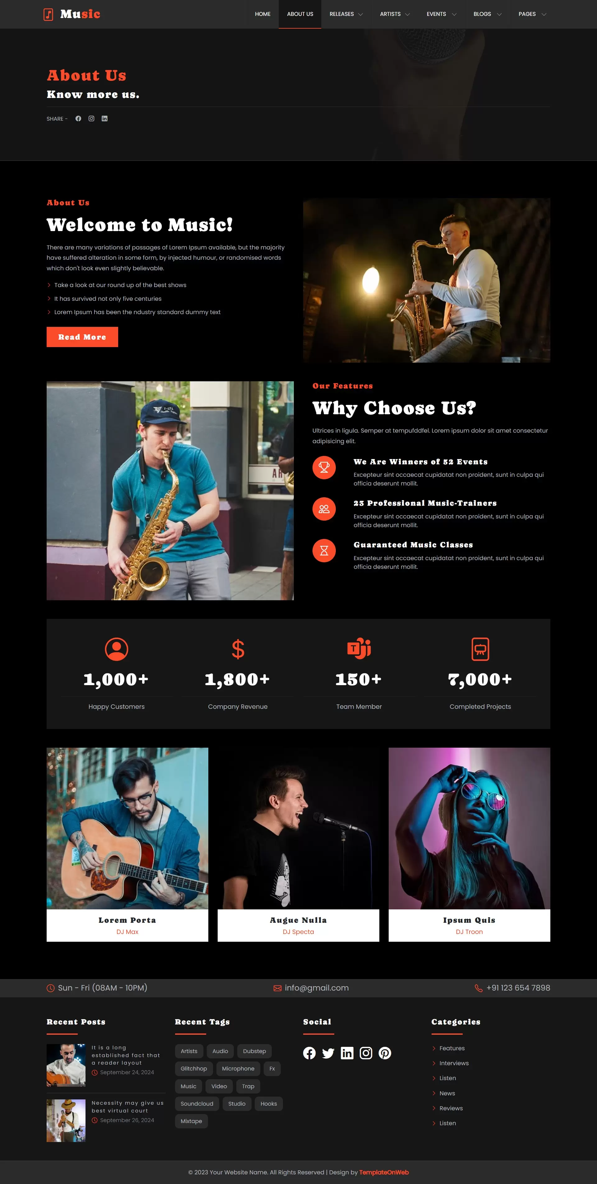 Portrait of the music artist or band featured on the about page