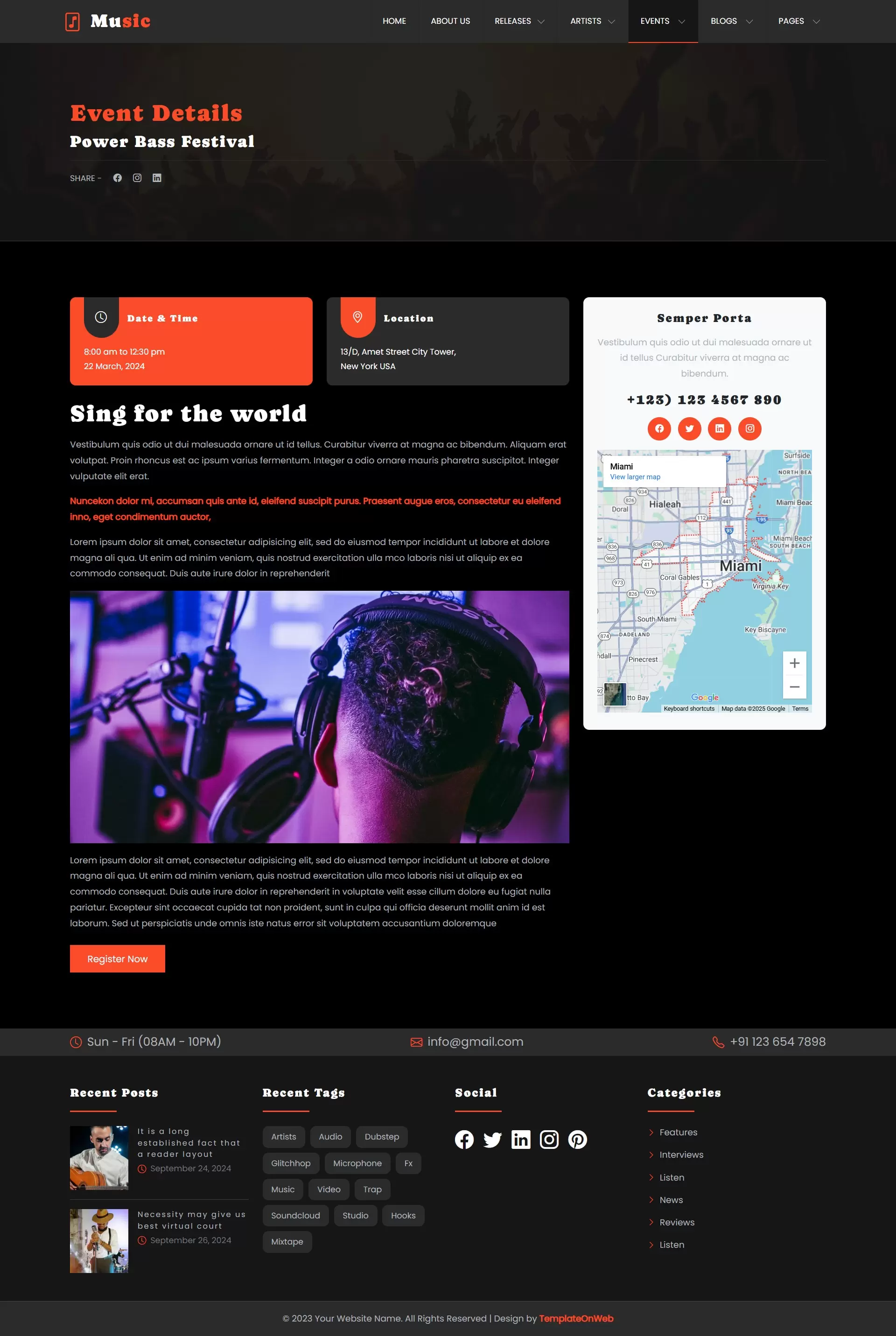 Detailed event poster showing date, time, and location