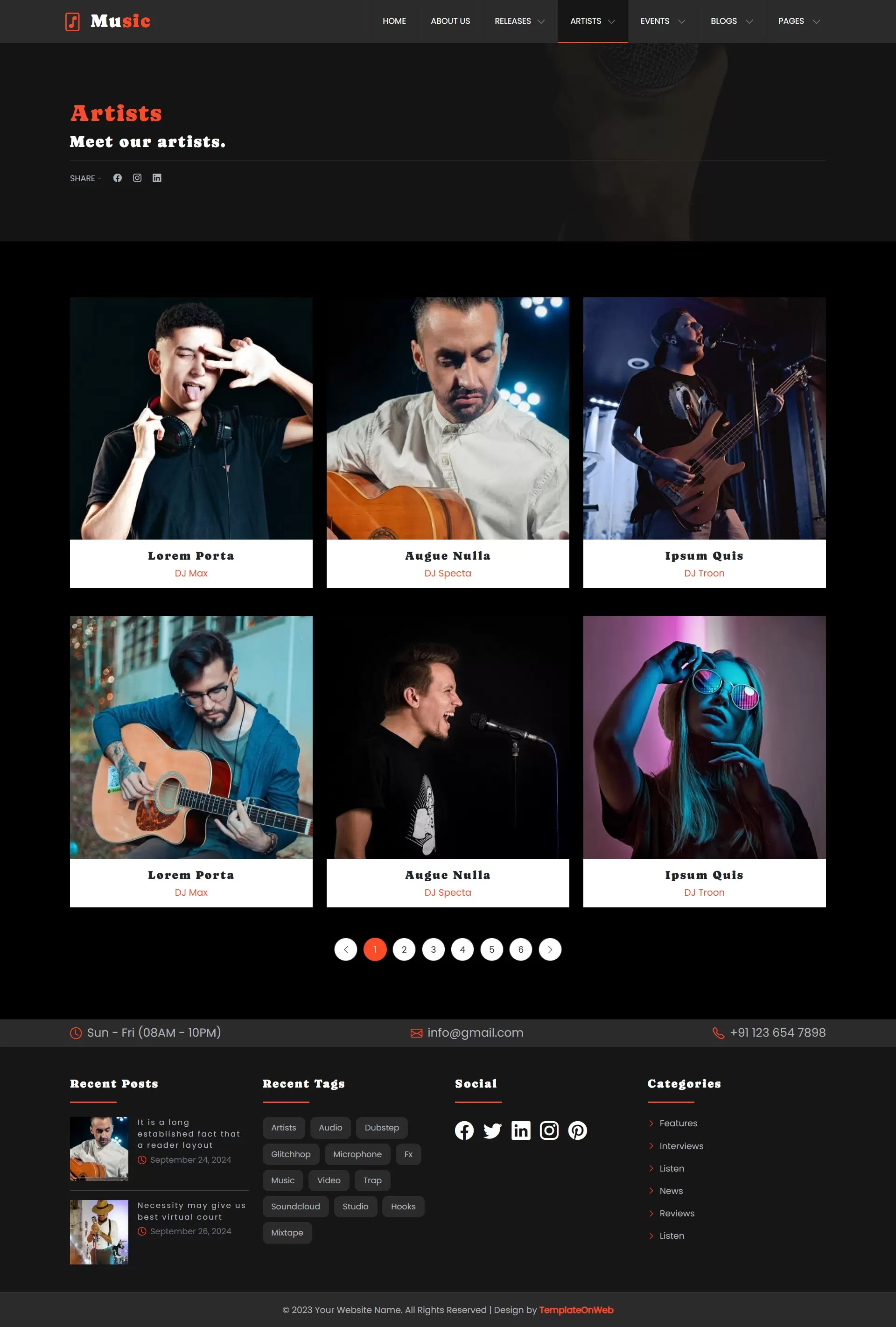 Profile image of featured music artist on artists list page