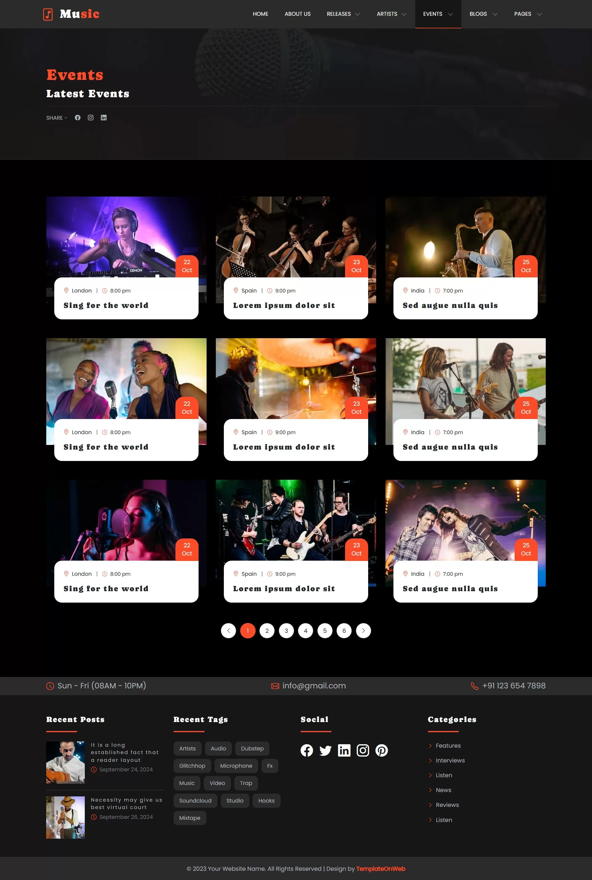 Upcoming live concert poster with artist name and date