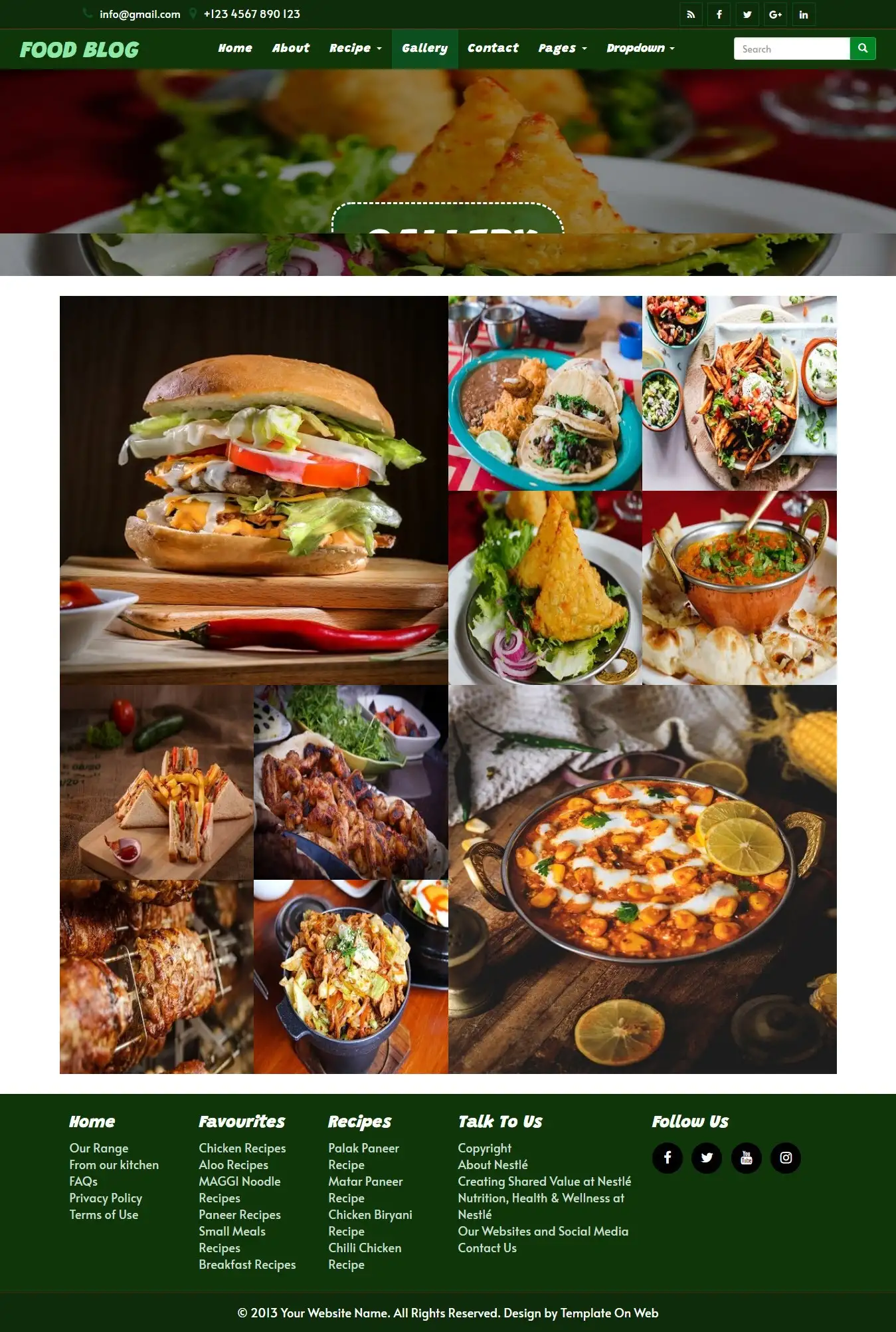 Responsive html for chefs foods gallery