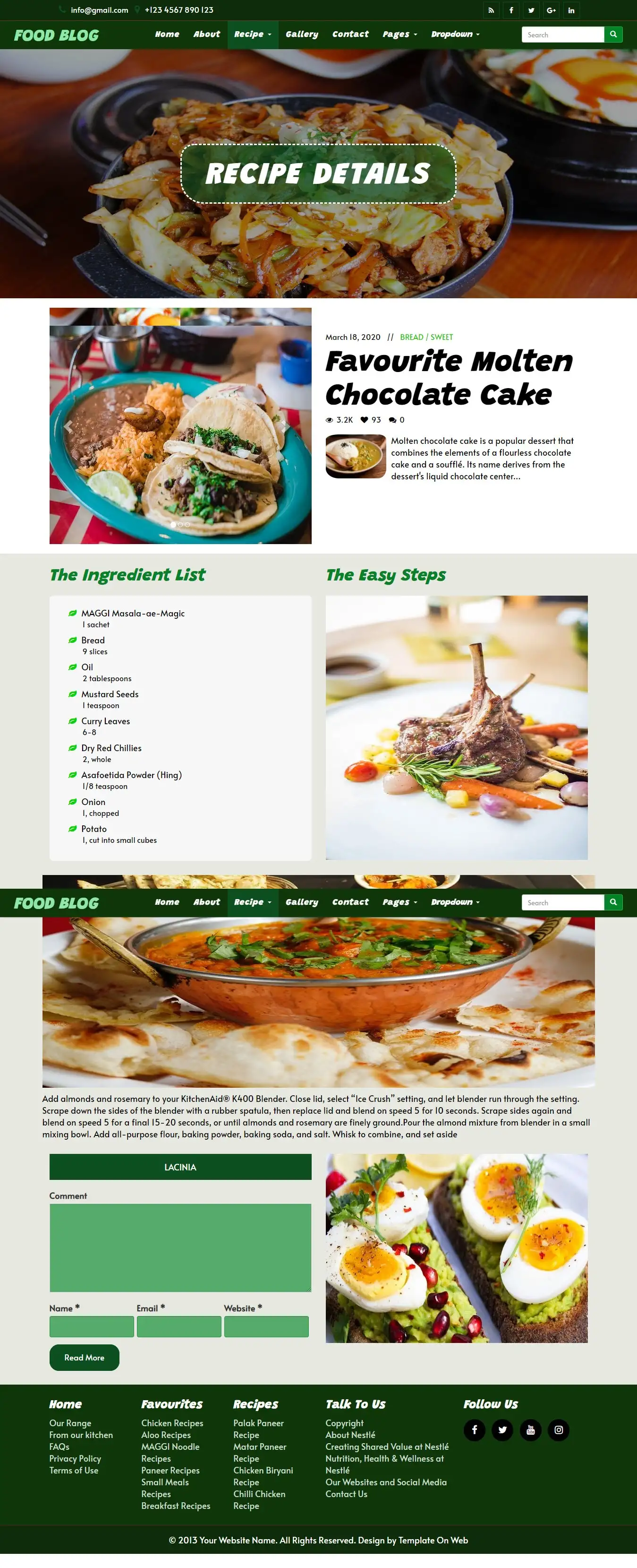 Recipe cooking details page html