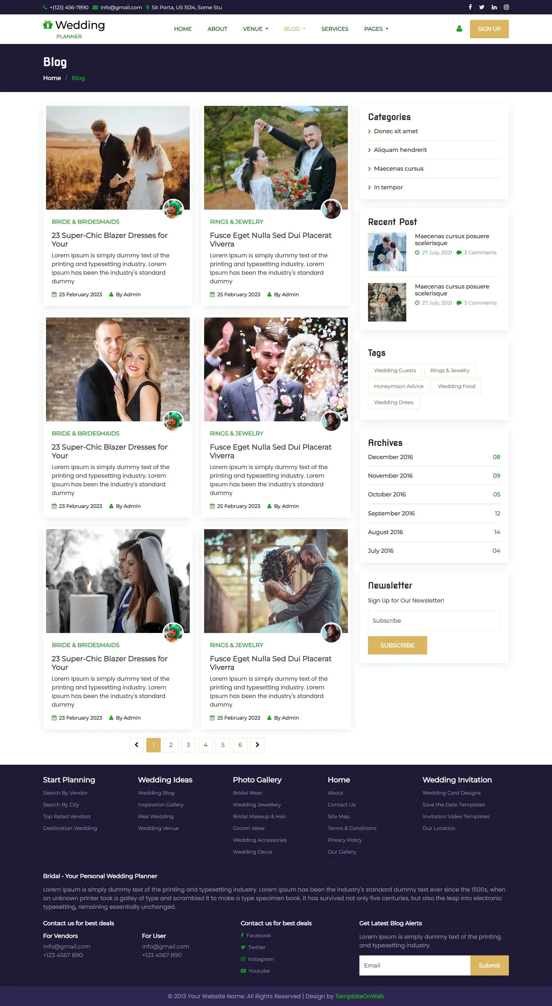 Marriage event blogs list web page