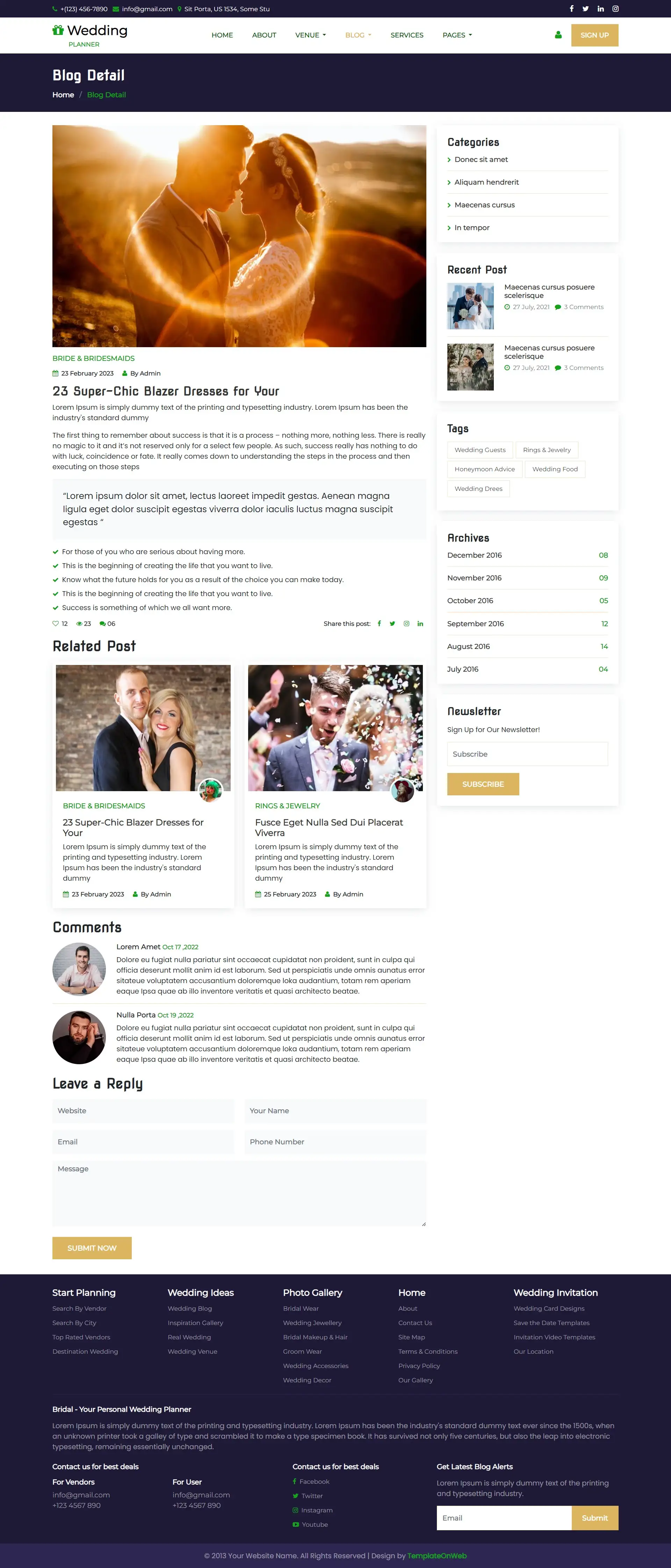 Matrimony organizing tips page