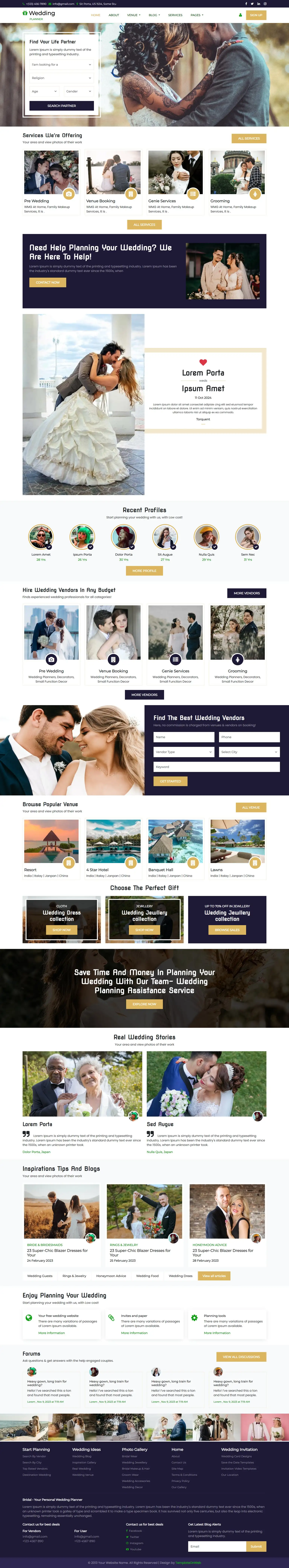 Wedding planner website template html page