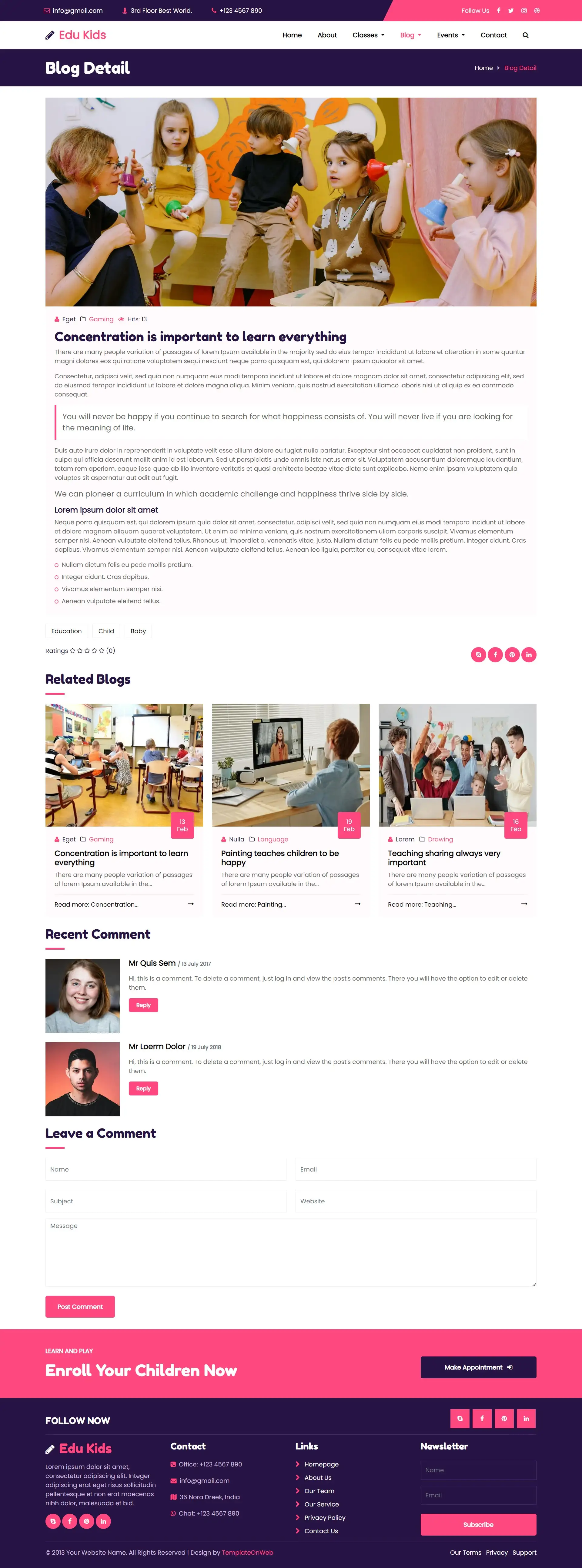 Way of teaching children blog page html