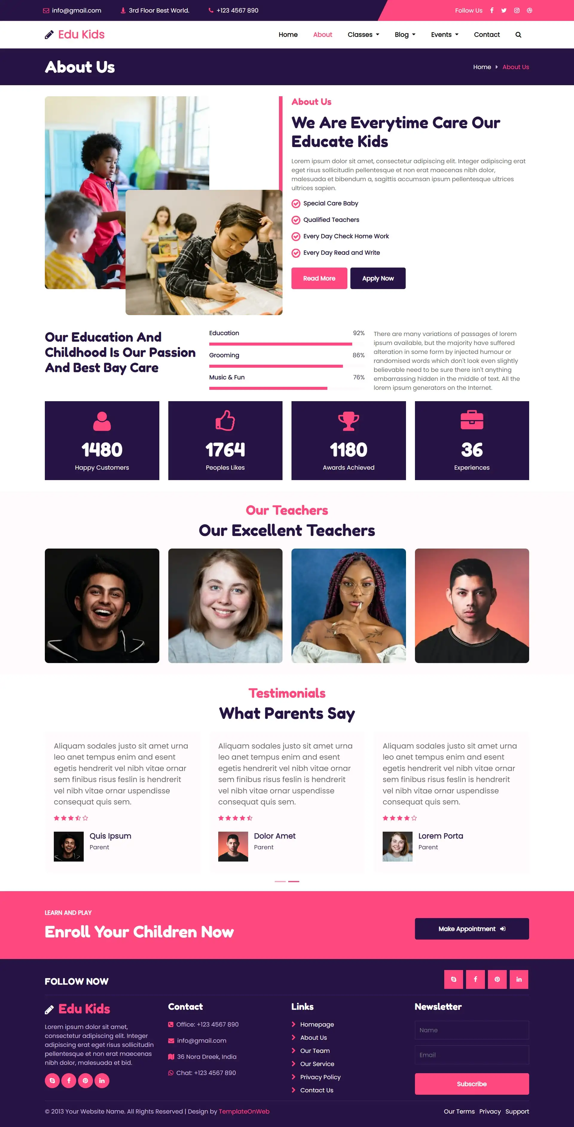 Responsive html to show kids school details
