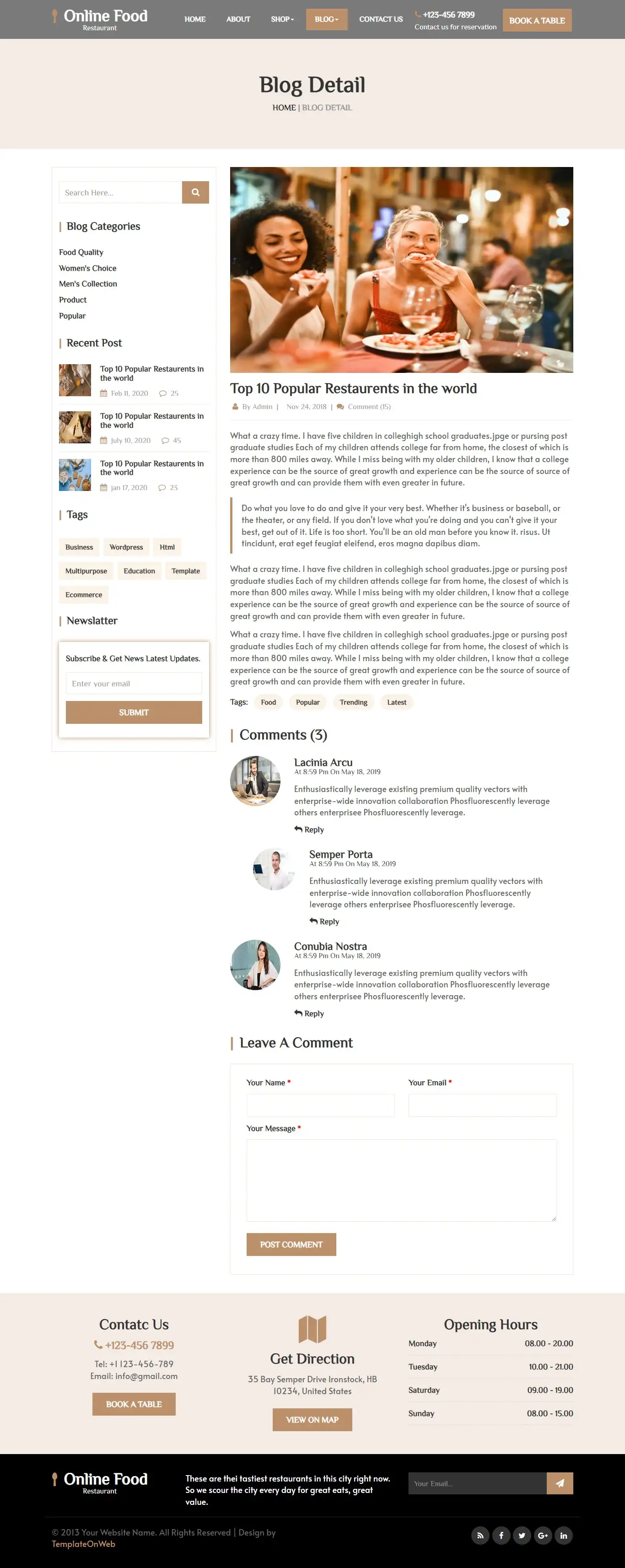 Food blog list in bootstrap5