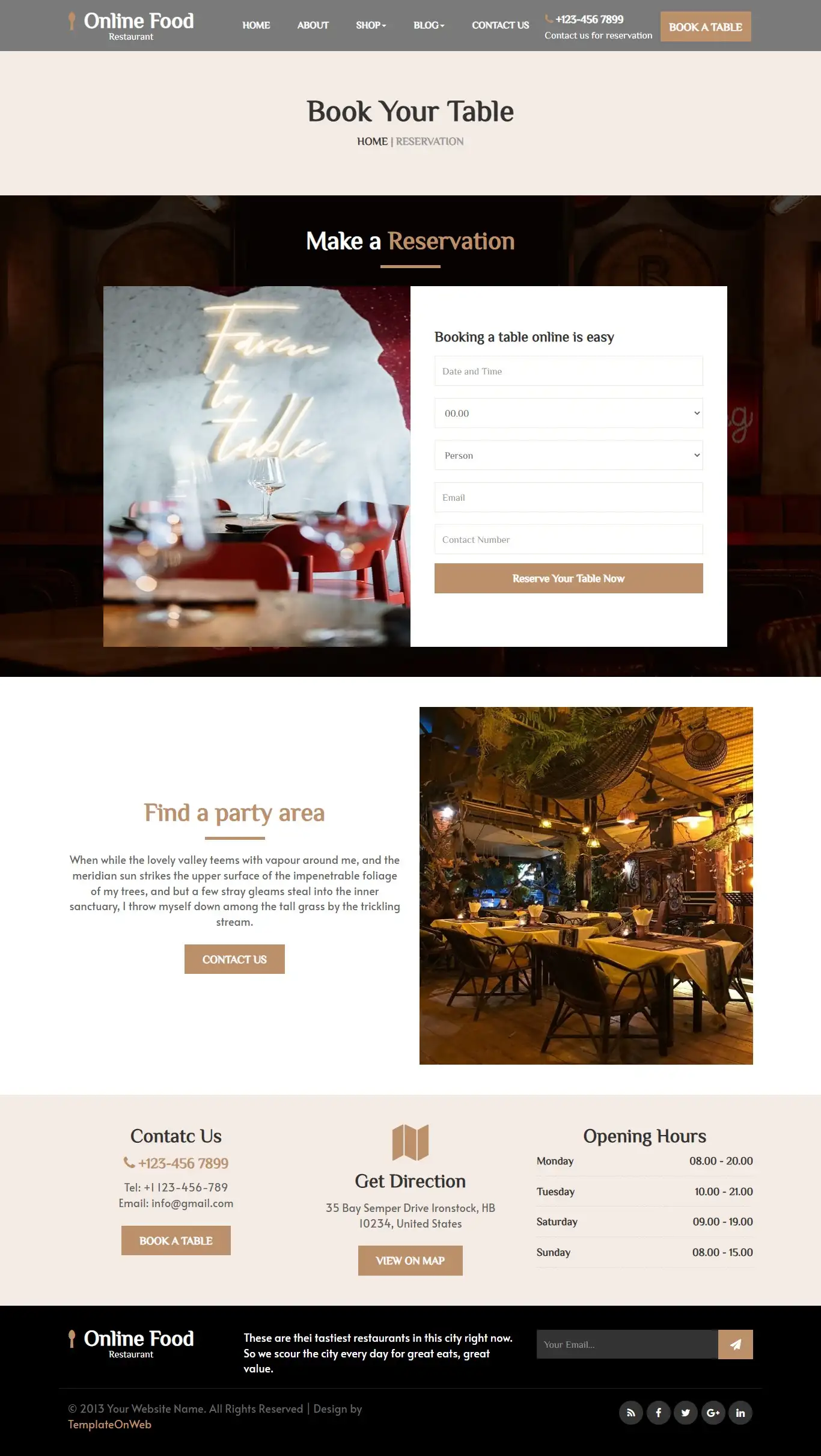 Online food booking responsive form design