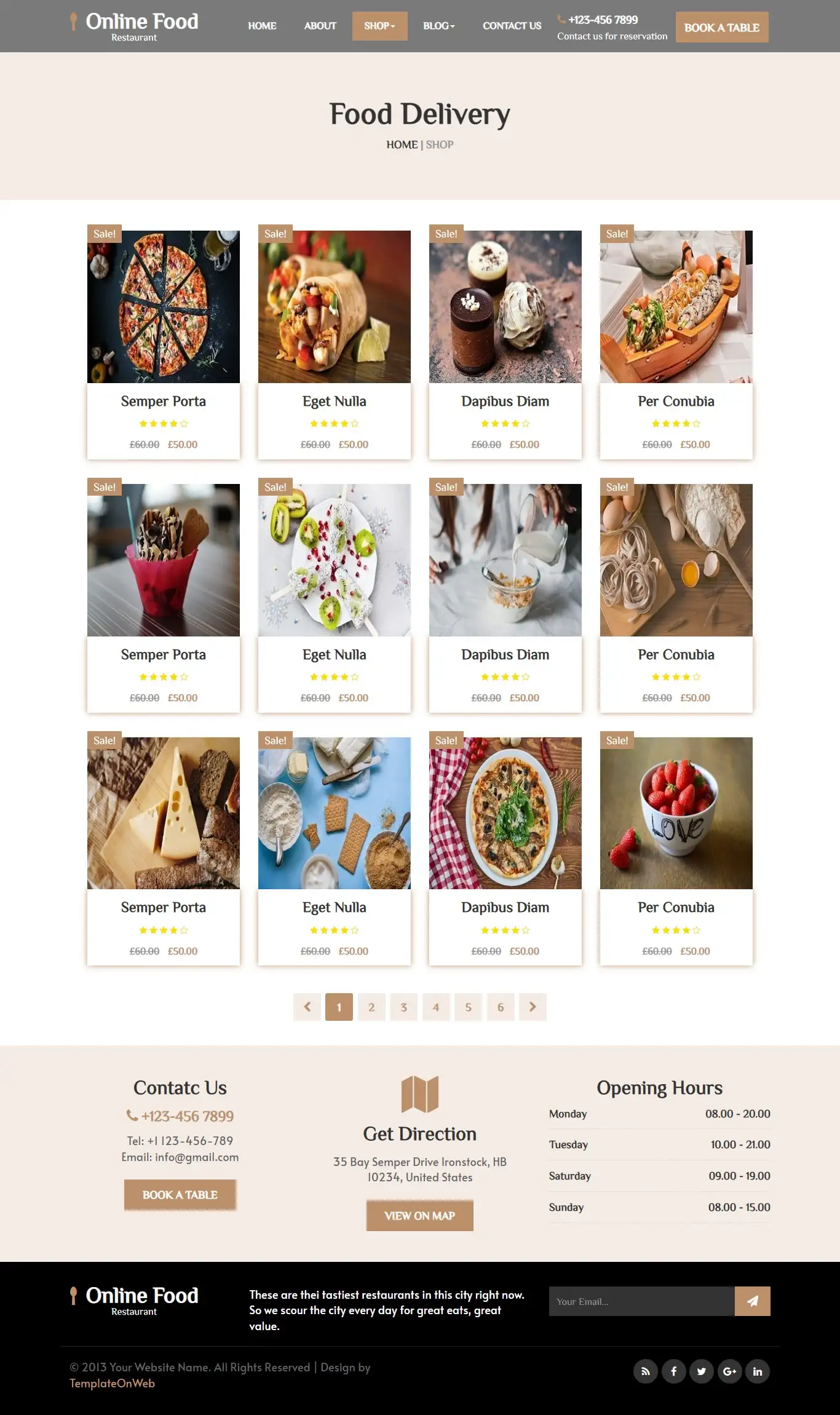 Online food booking shop responsive page