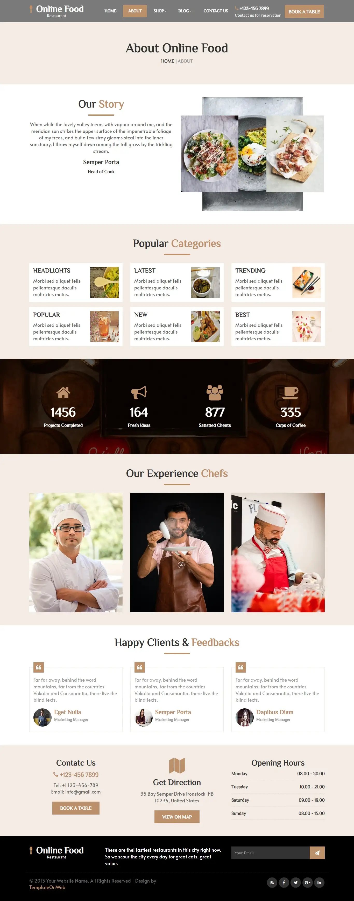 Online food website about us
