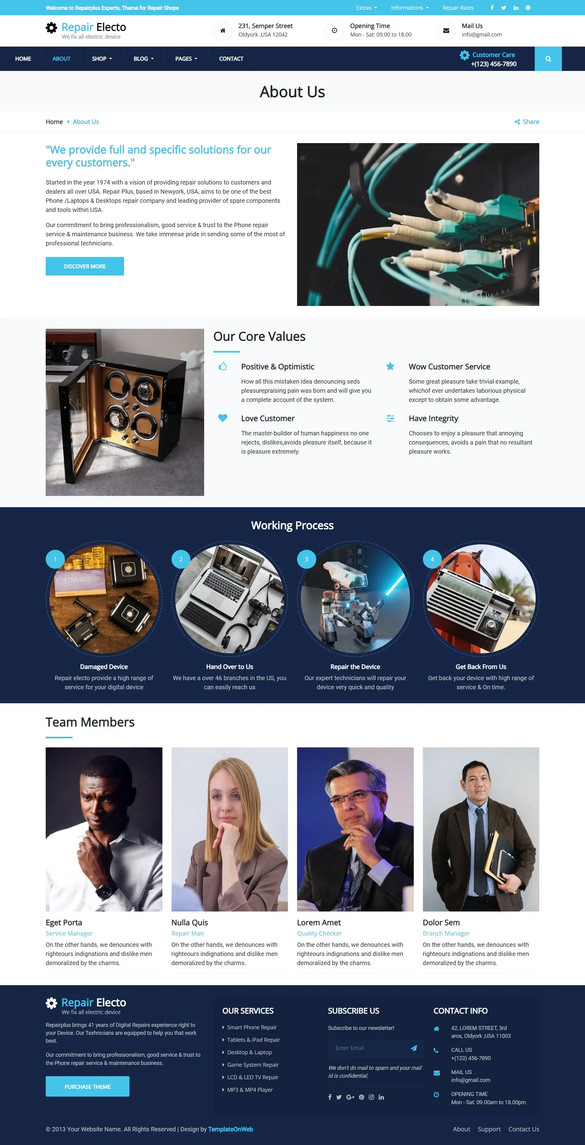 About us page html for mobile repair shop