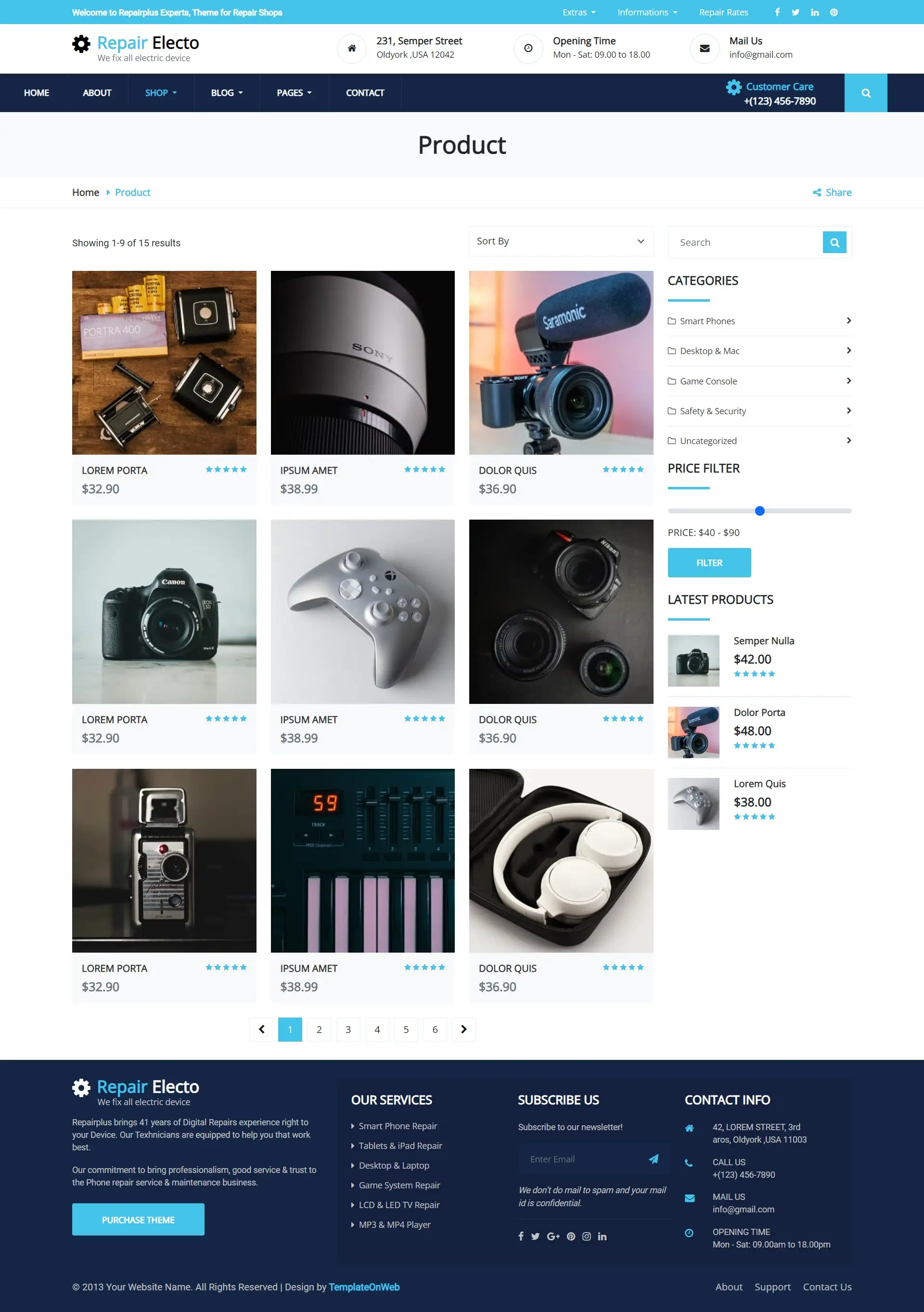 Online mobile store products list responsive html