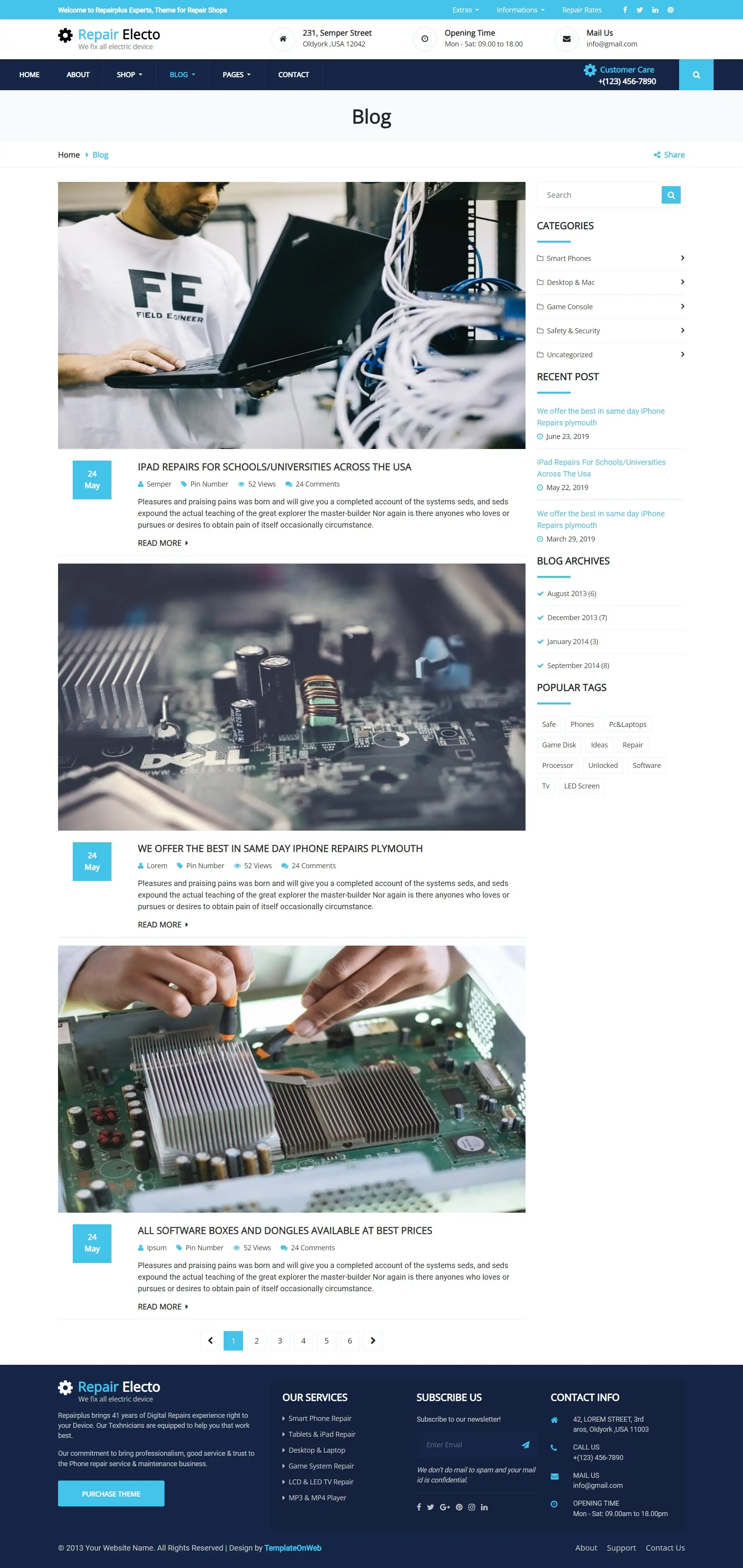 Mobile repair blogs web page