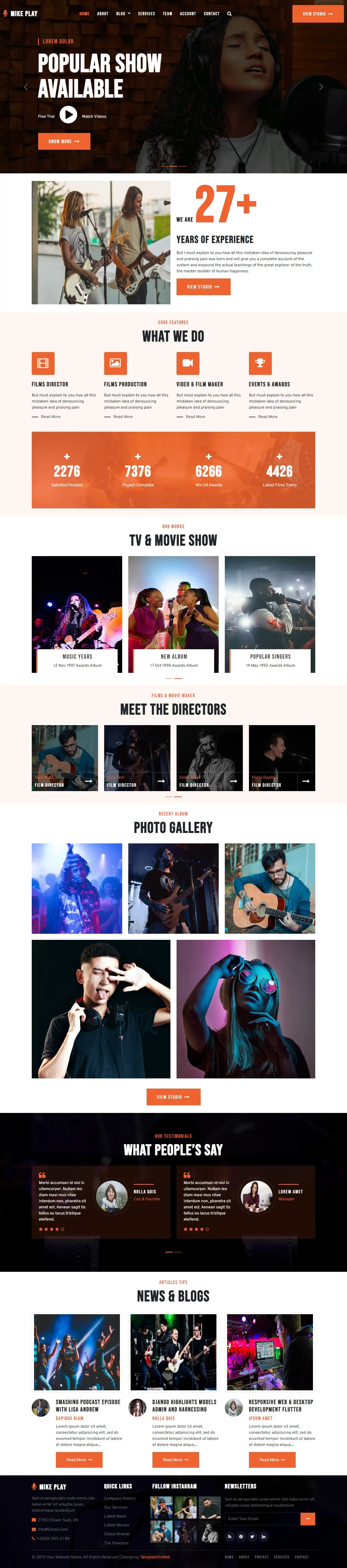 Music band website template html